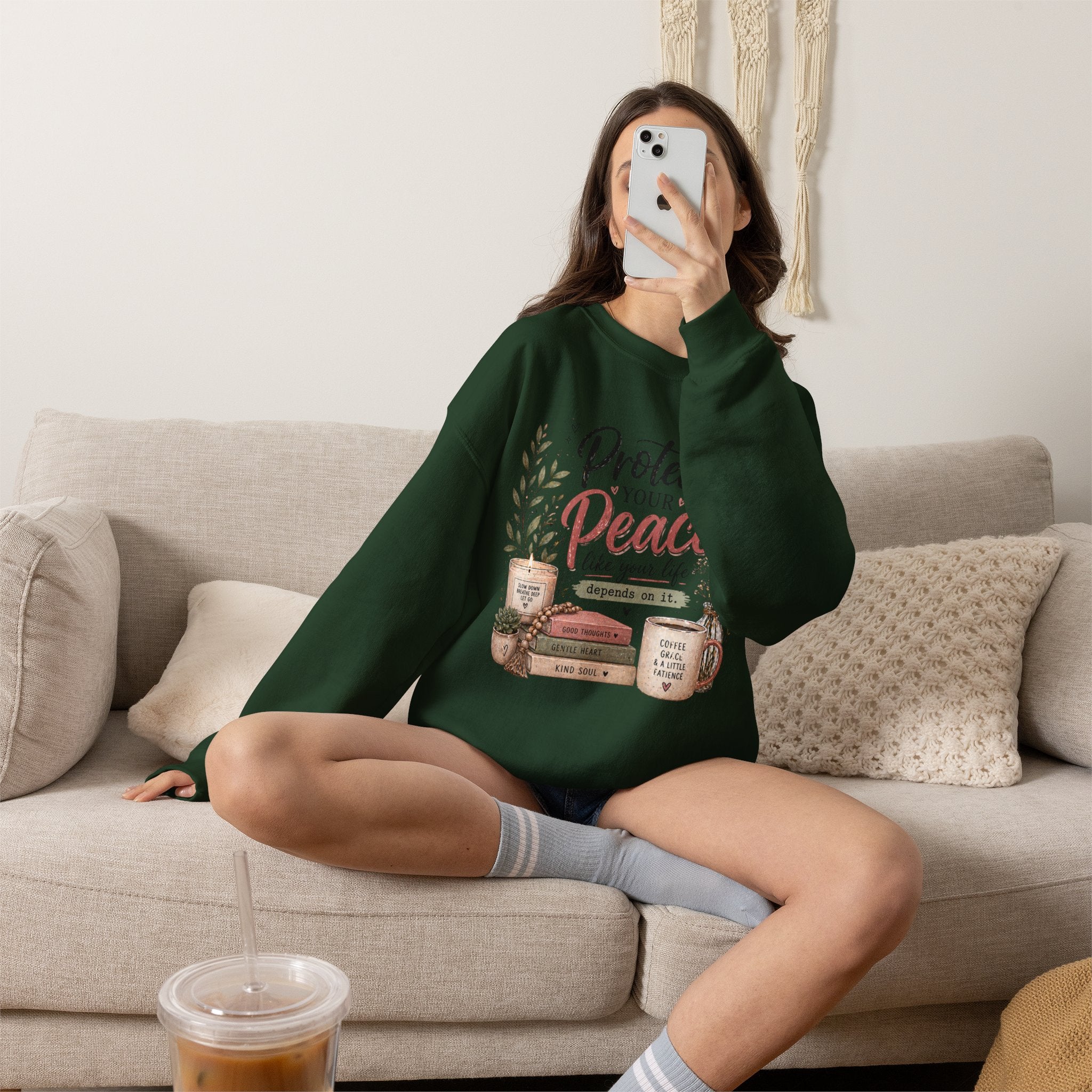 Protect Your Peace Crewneck Sweatshirt – Cozy Inspirational Quote Design