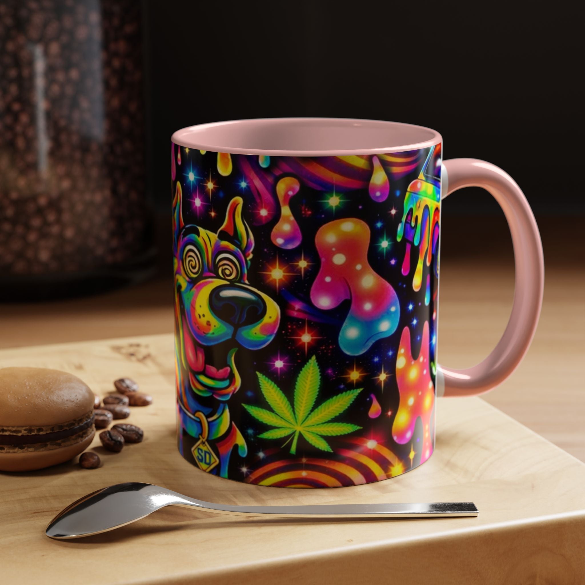 Psychedelic Dog Coffee Mug — Neon Trippy Marijuana Art 11/15oz Accent Mug