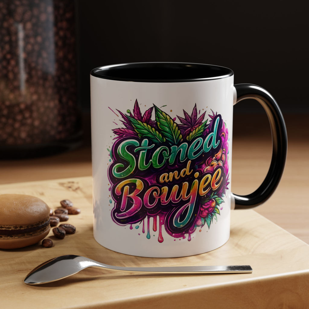 Accent Coffee Mug — "Stoned and Boujee" Colorful Cannabis Art