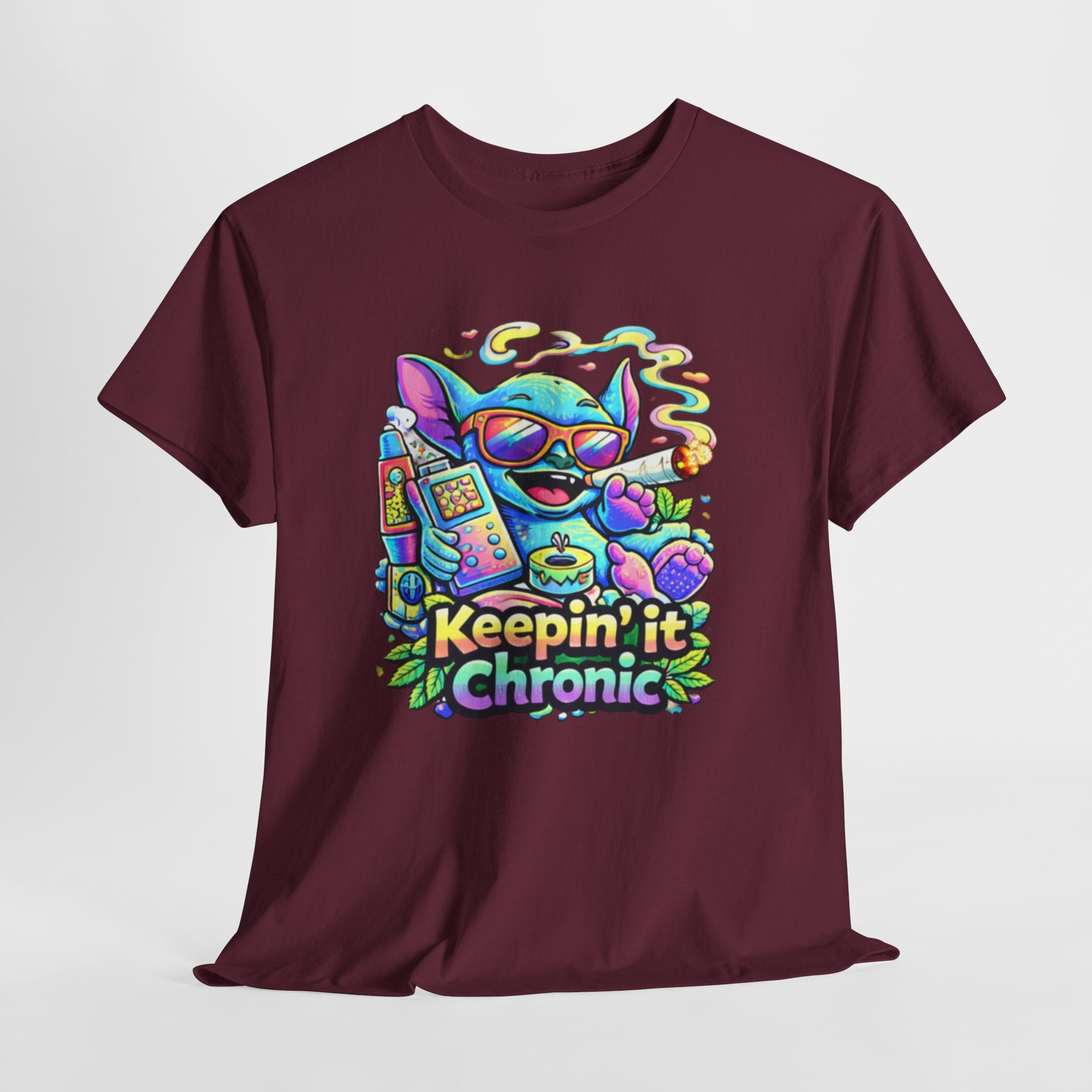 Keepin' It Chronic T-Shirt — Colorful Stoner Cat Graphic Tee