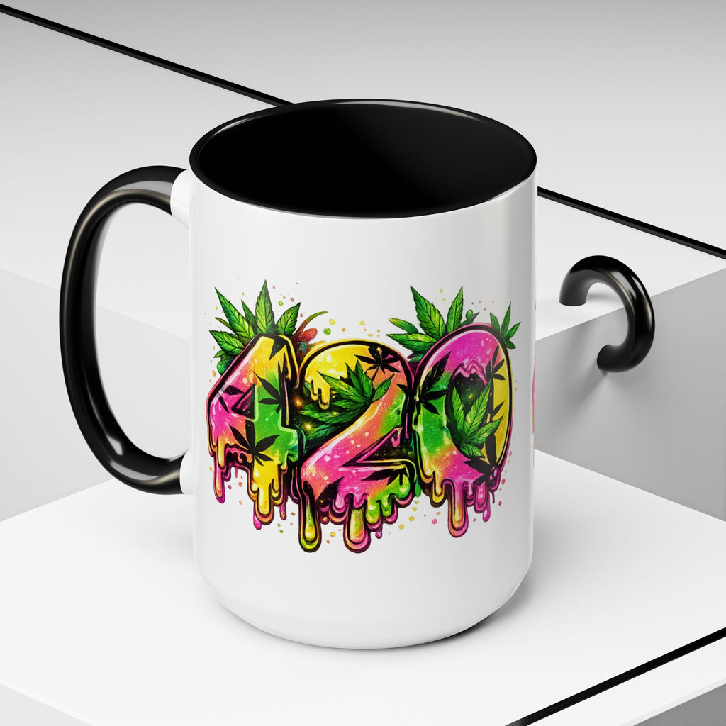 420 Drip Coffee Mug — Colorful Cannabis Stoner Art Accent Mug (11/15oz)