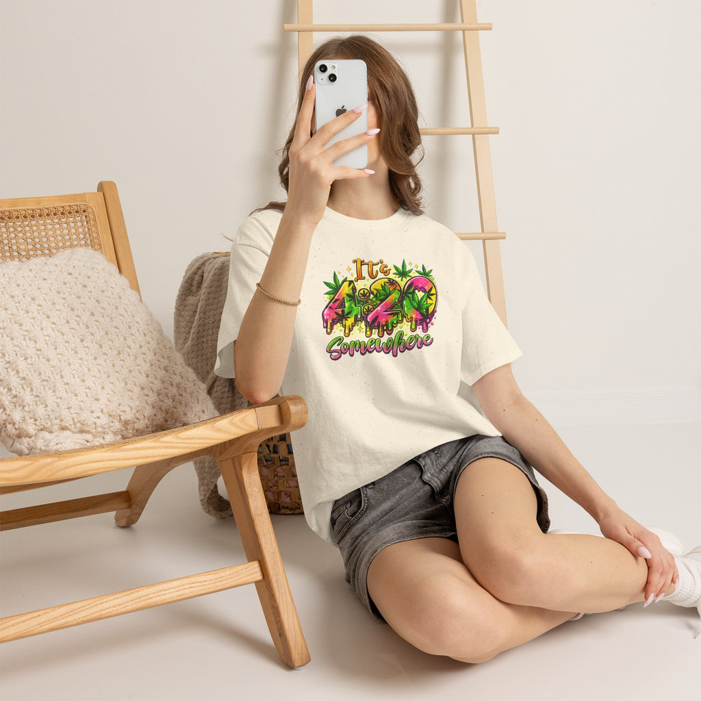 420 Somewhere T-Shirt — Retro Neon Cannabis Graphic Tee