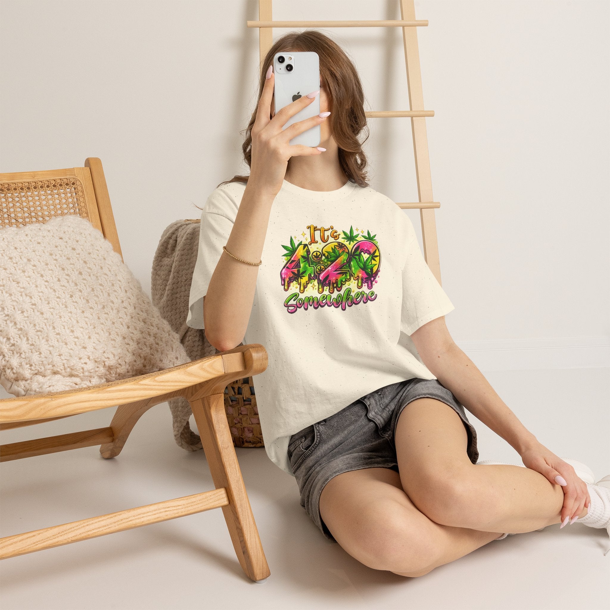 420 Somewhere T-Shirt — Retro Neon Cannabis Graphic Tee