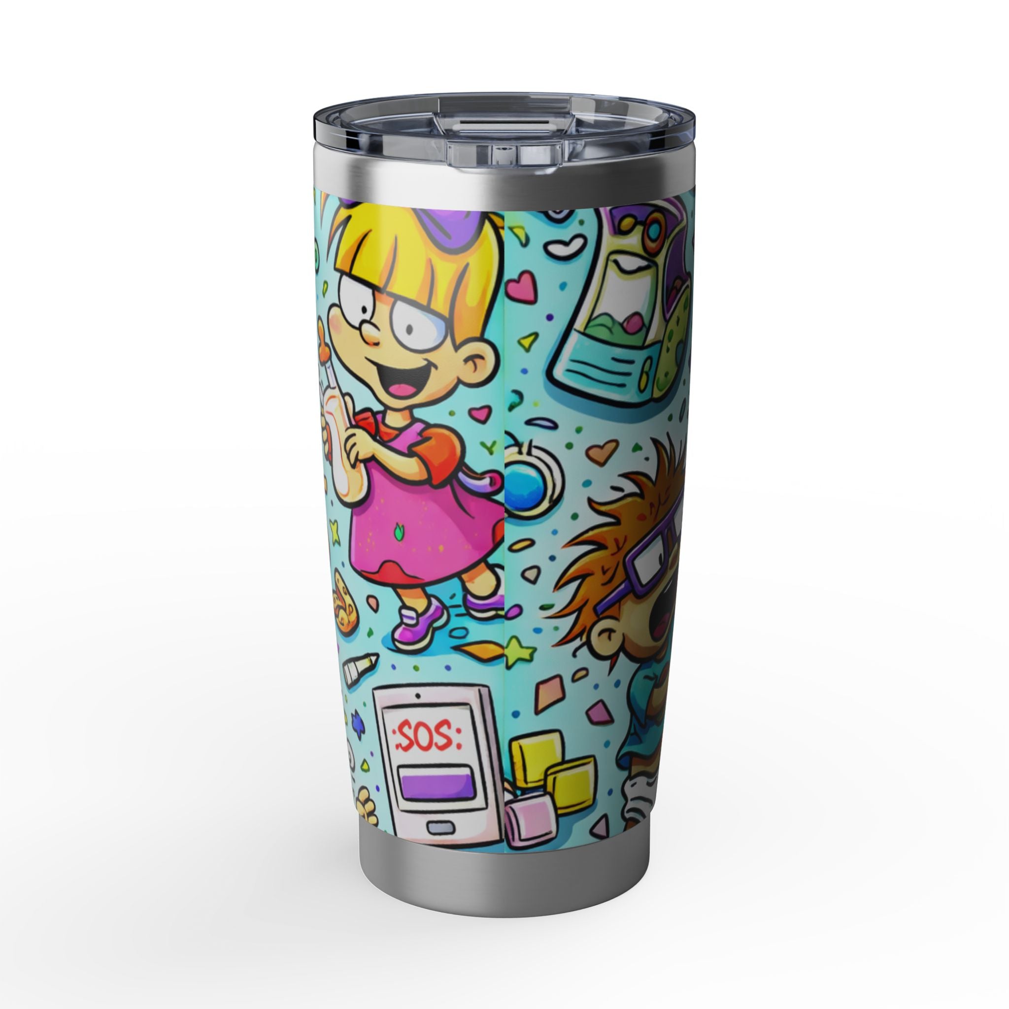 Mom Life 20oz Tumbler — Funny Colorful Cartoon Travel Mug for Busy Moms
