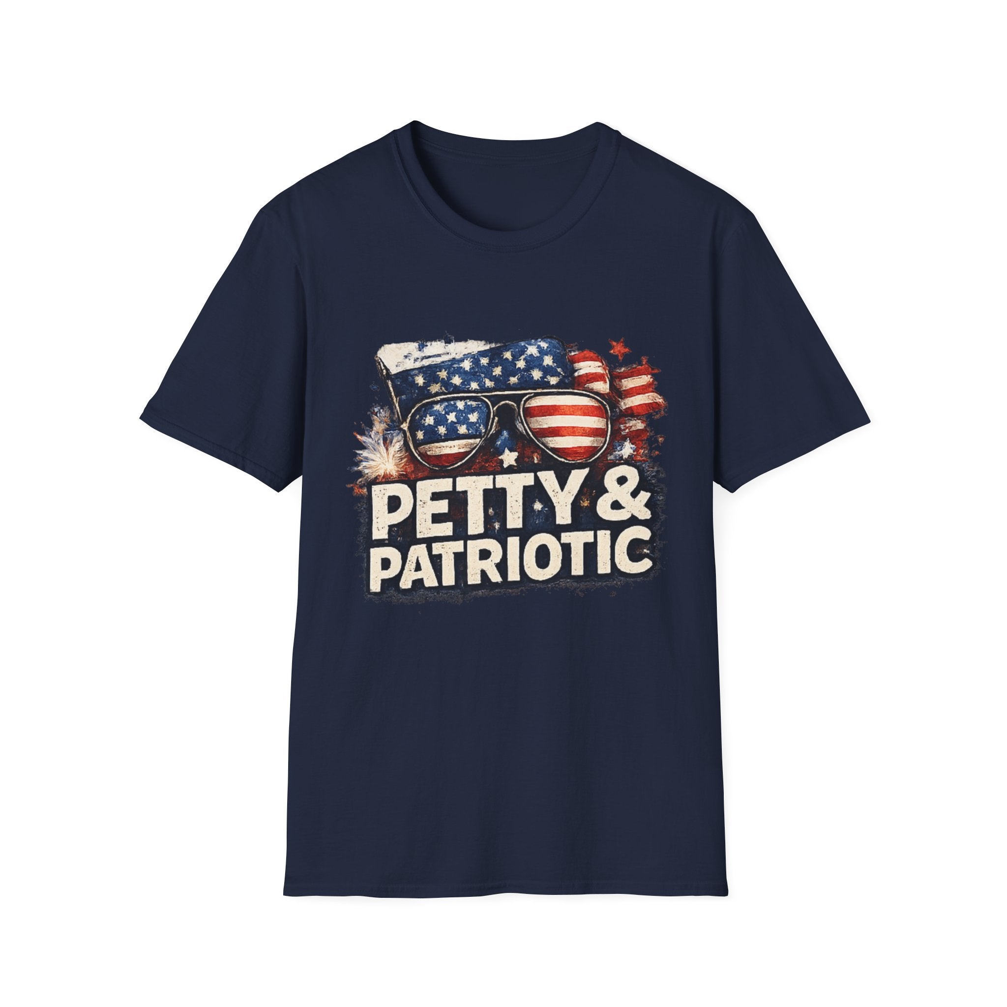 Petty & Patriotic T-Shirt — Funny American Flag Sunglasses Tee