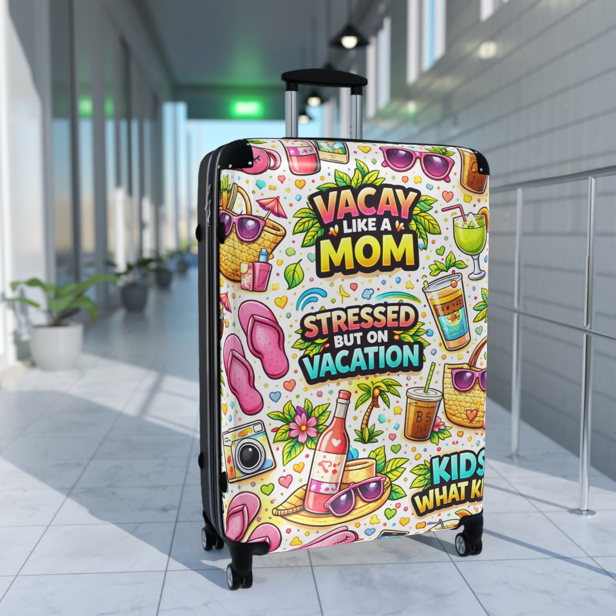 Suitcase — "Vacay Like a Mom" Colorful Travel Carry-On