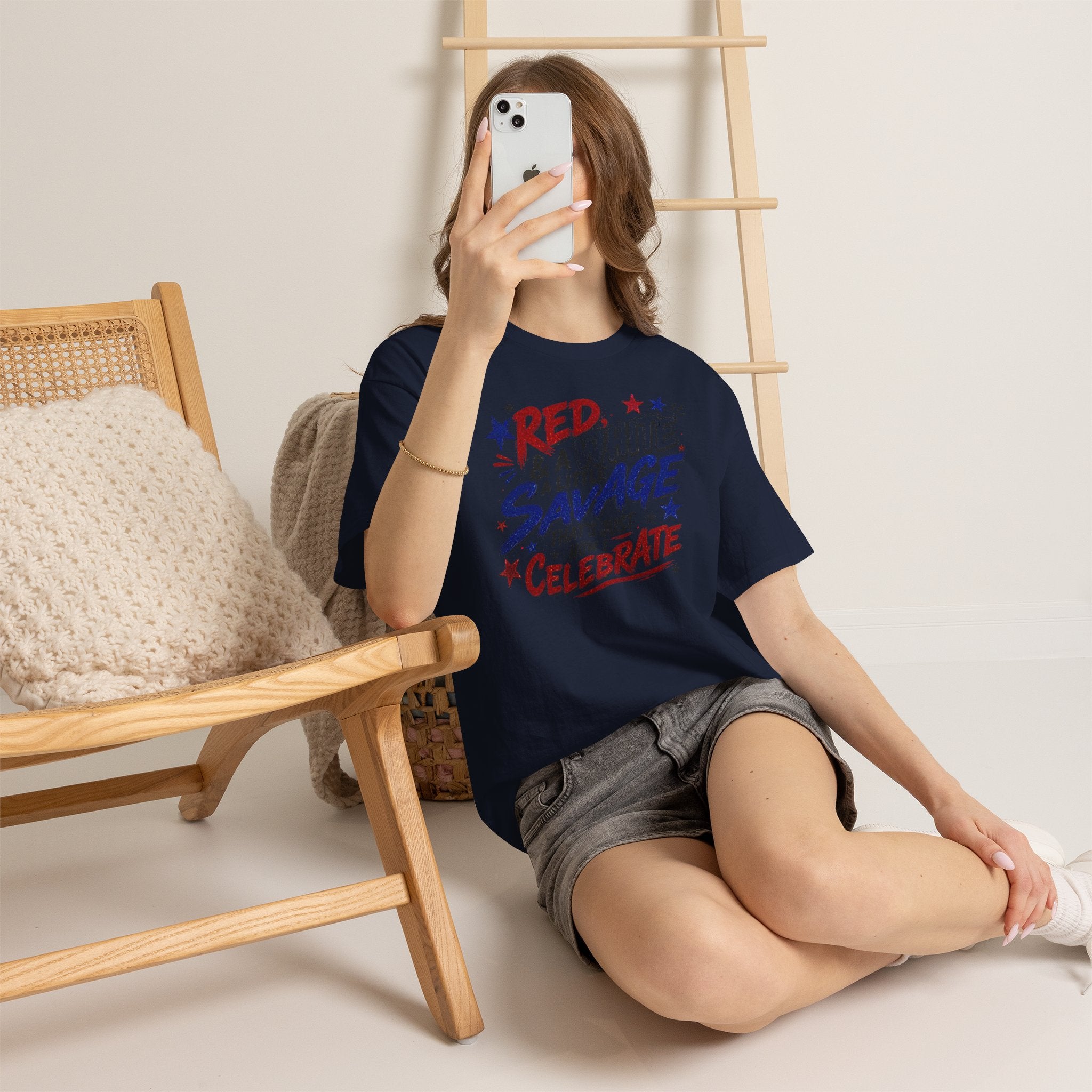 Patriotic Tee — “Red & White & a Little Savage” 4th of July Graphic Shirt