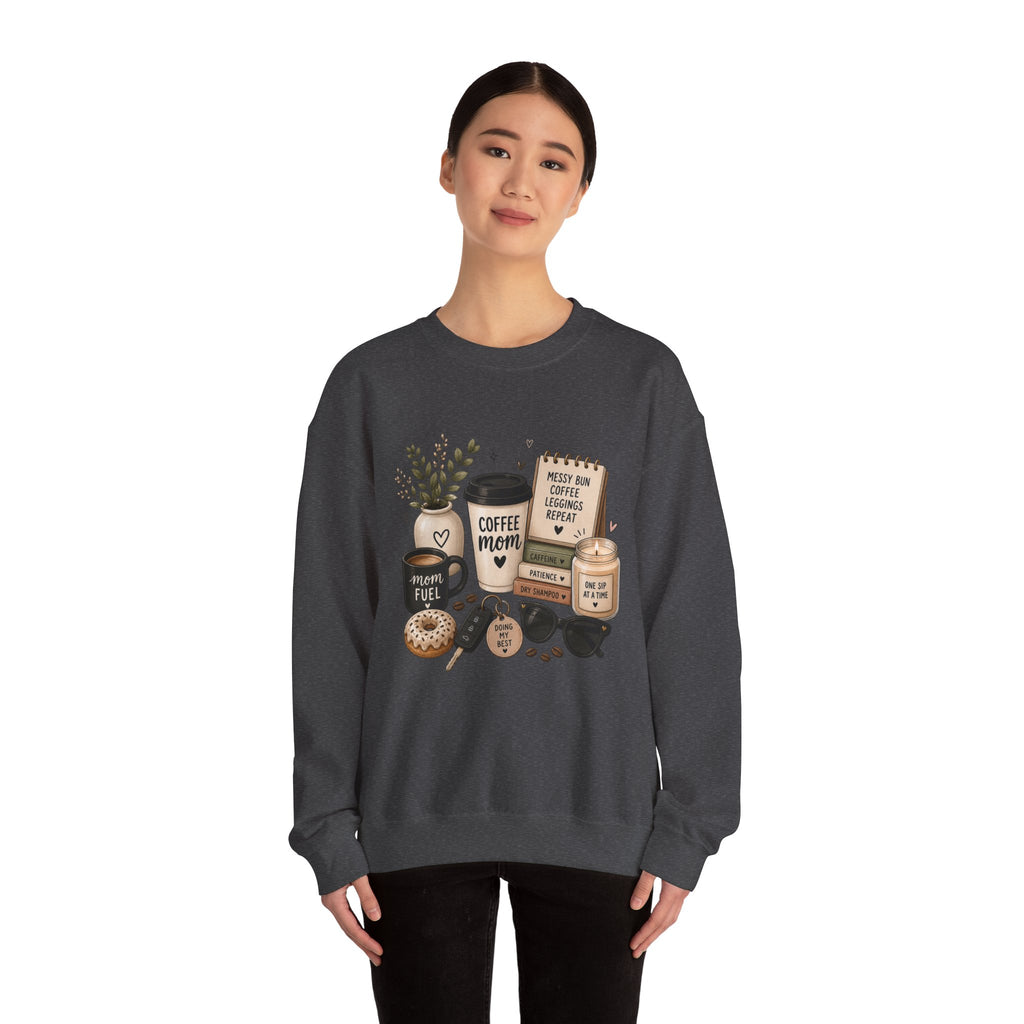 Coffee Mom Crewneck Sweatshirt — Cozy Morning Coffee Lover Graphic