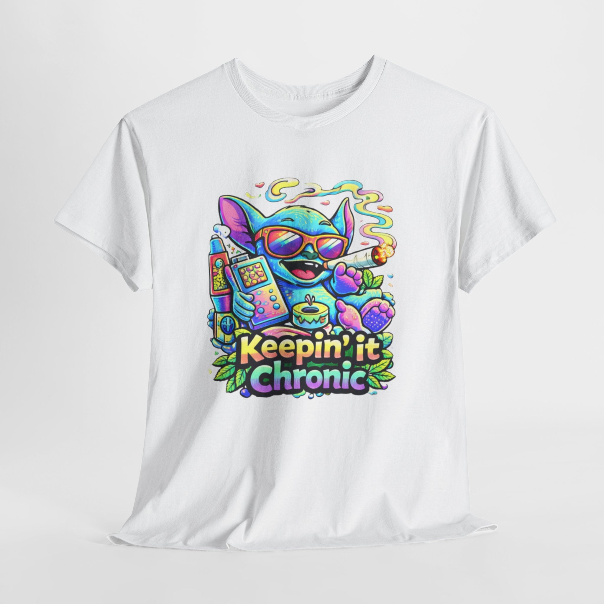 Keepin' It Chronic T-Shirt — Colorful Stoner Cat Graphic Tee