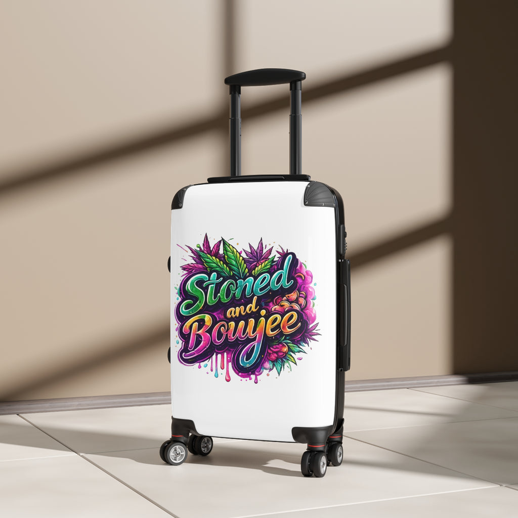 Stoned and Boujee Carry-On Suitcase – Colorful Cannabis Travel Luggage