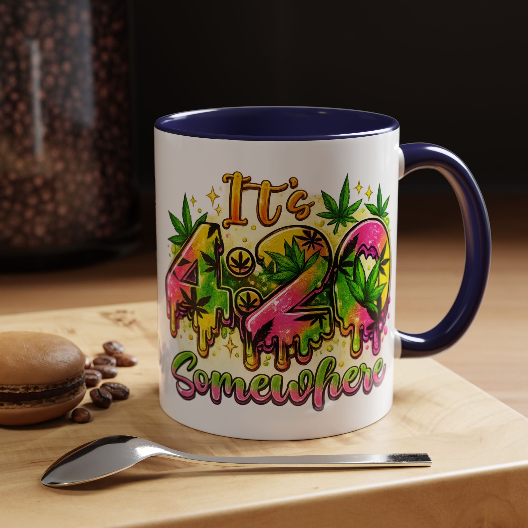 420 Coffee Mug — "It's 420 Somewhere" Accent Tea Cup, Weed-Themed Stoner Gift