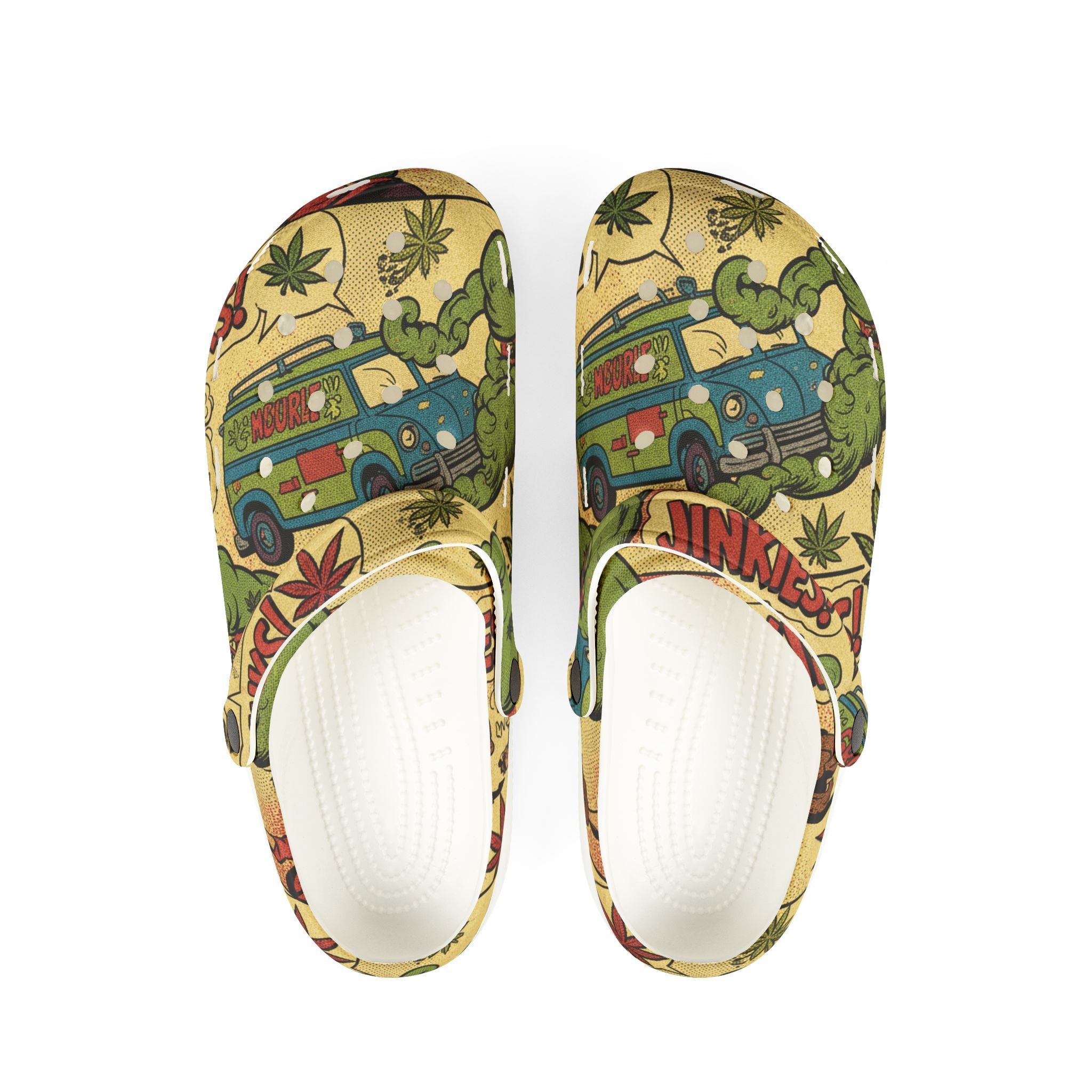 Retro Surf Van Clog Shoes — Vintage Beach Graphic EVA Foam Clogs