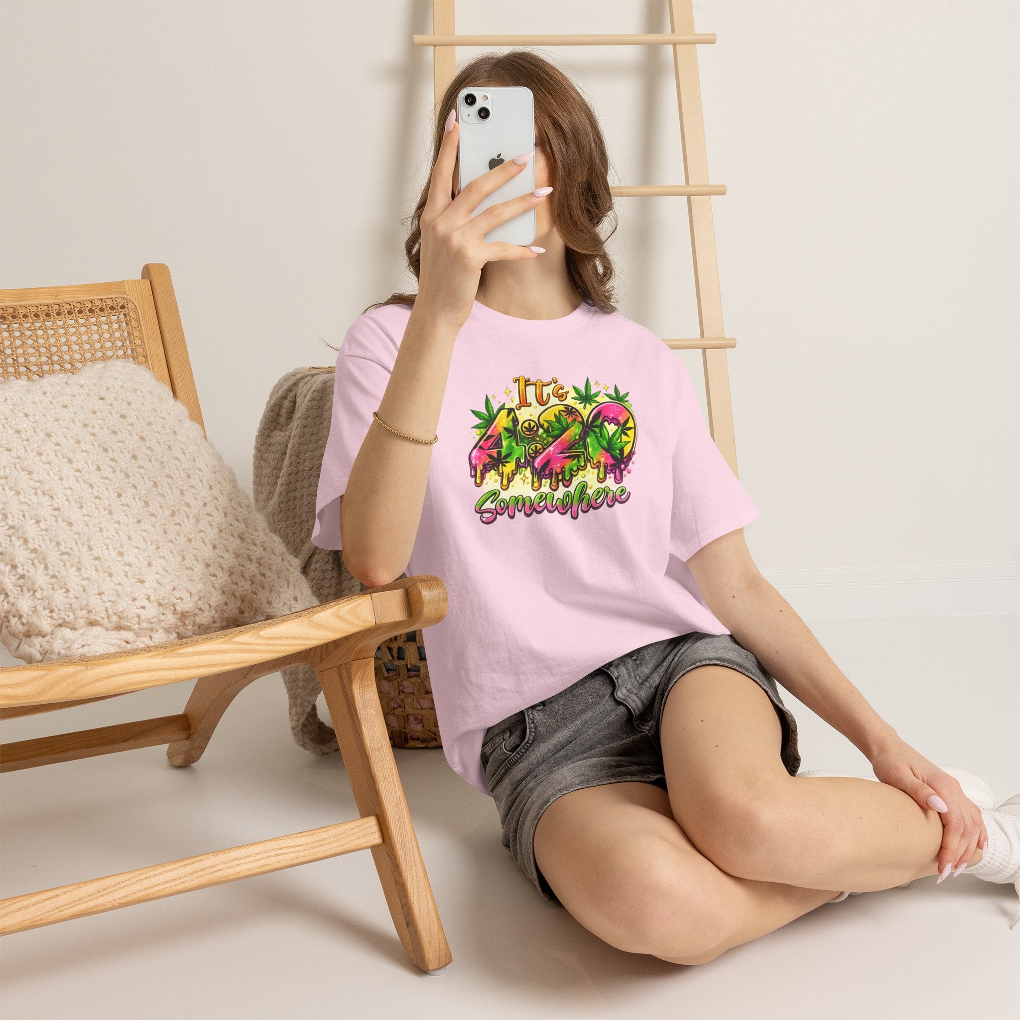 420 Somewhere T-Shirt — Retro Neon Cannabis Graphic Tee