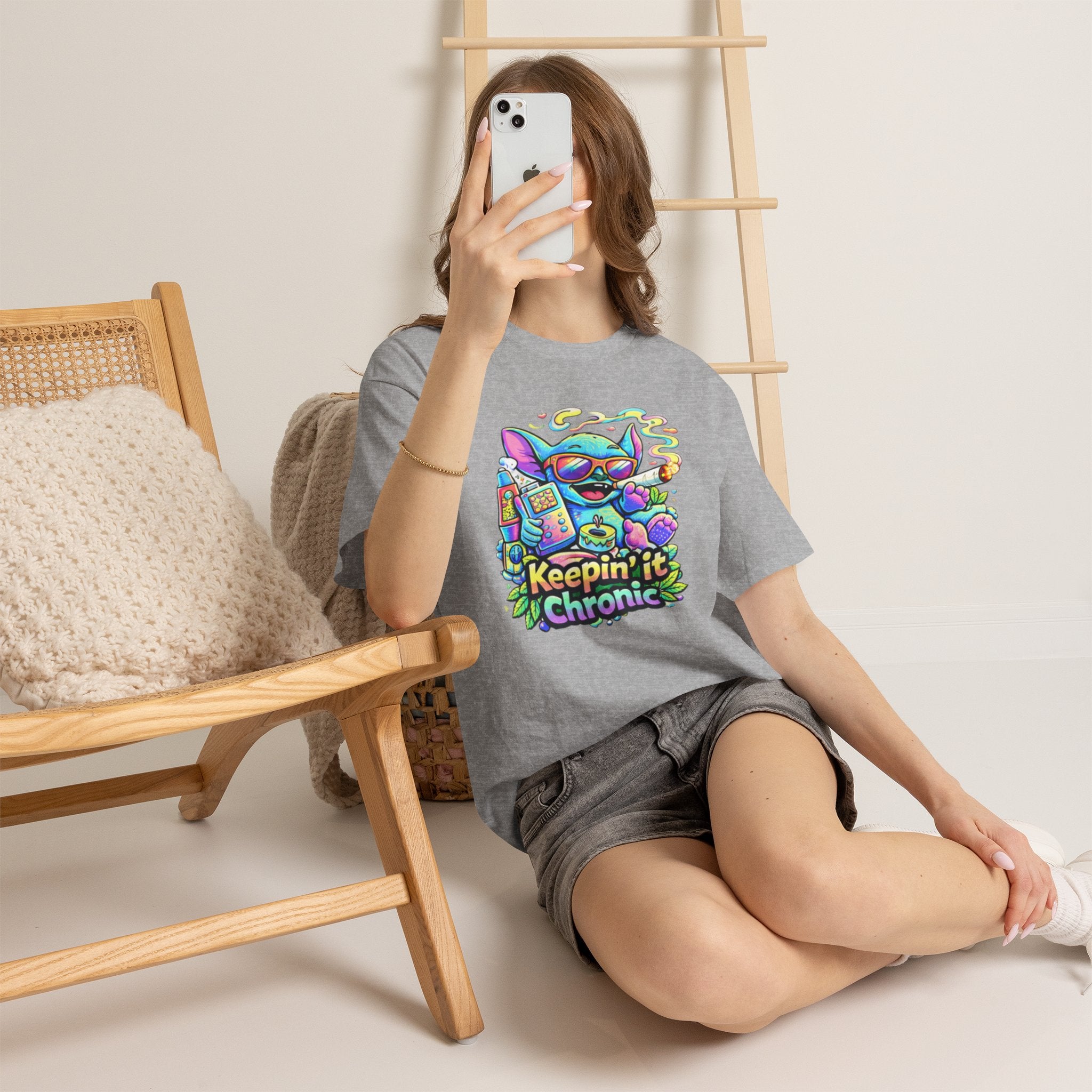 Keepin' It Chronic T-Shirt — Colorful Stoner Cat Graphic Tee