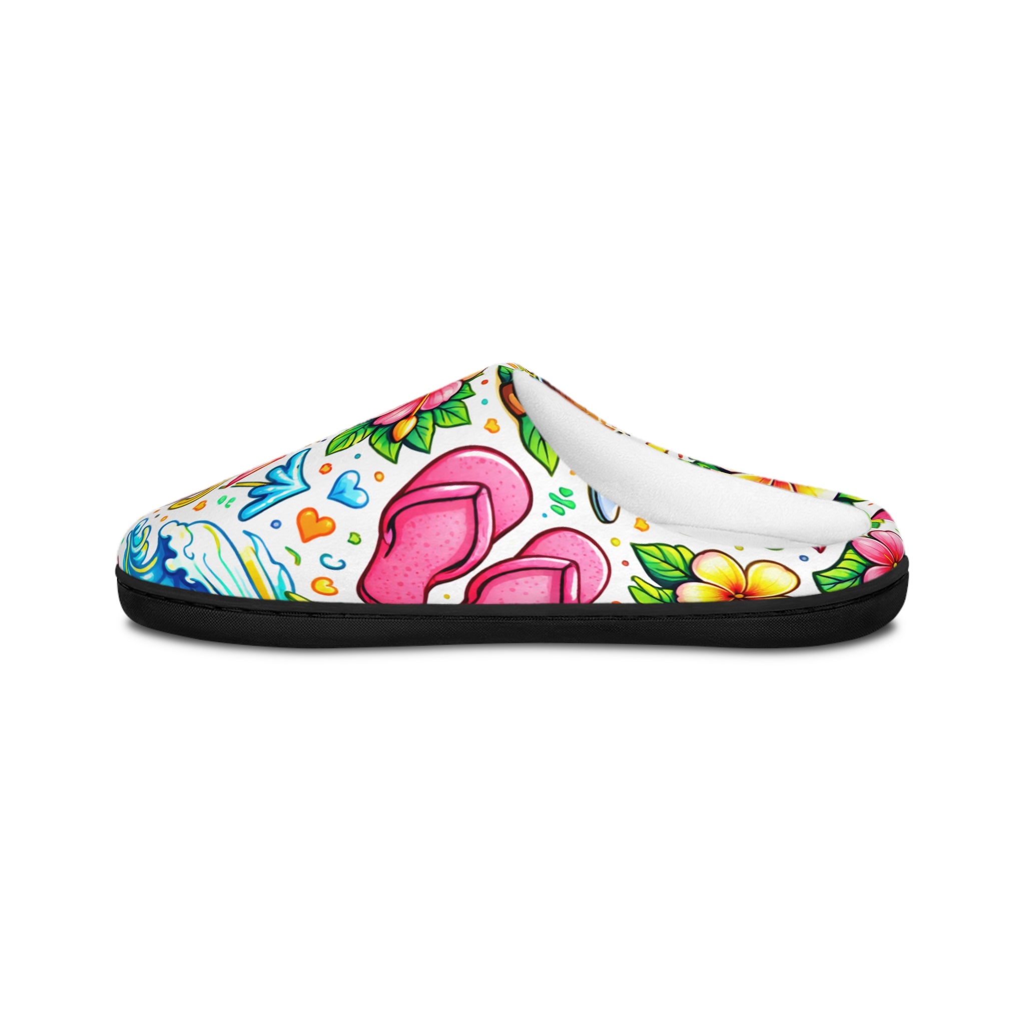Tropical Mushroom Floral Slippers — Colorful Hawaiian Indoor House Shoes