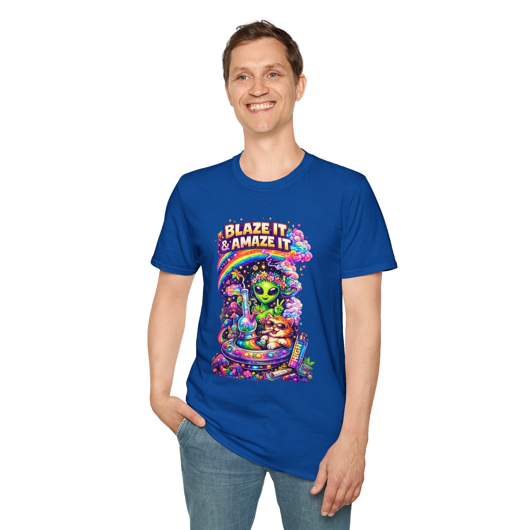 Alien Rainbow Tee - "Blaze It & Amaze It" Psychedelic Graphic T-Shirt