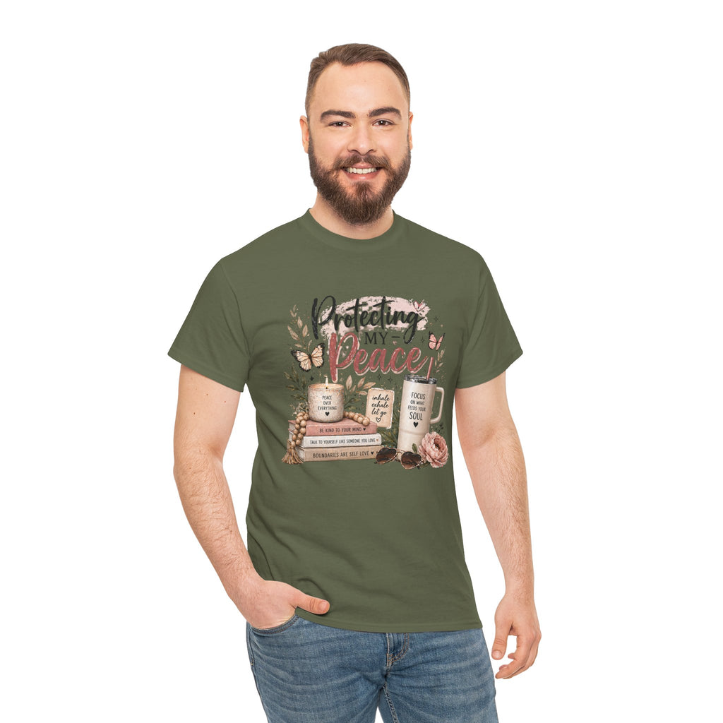 Protecting My Peace T-Shirt — Cozy Floral Coffee & Book Graphic Tee