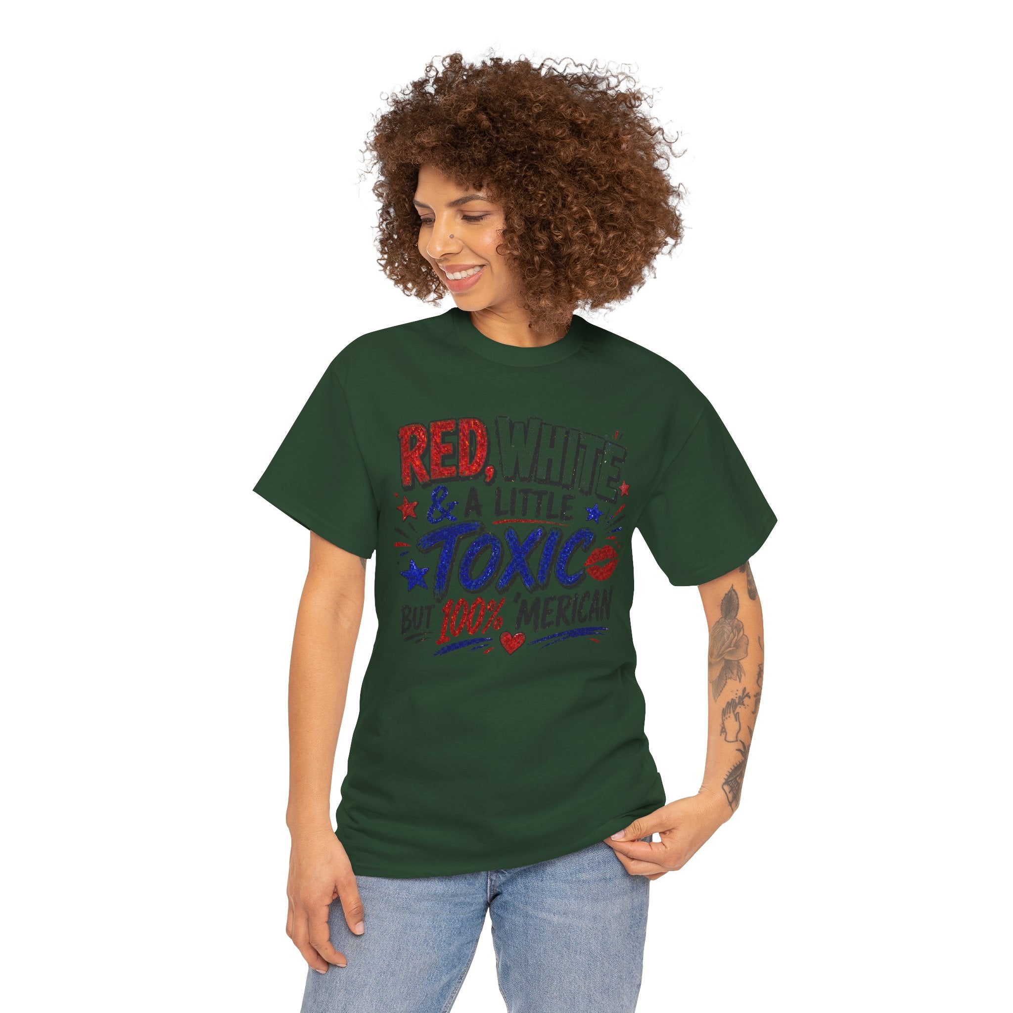 Patriotic 'Red, White & a Little Toxic but 100% Merican' Graphic Tee