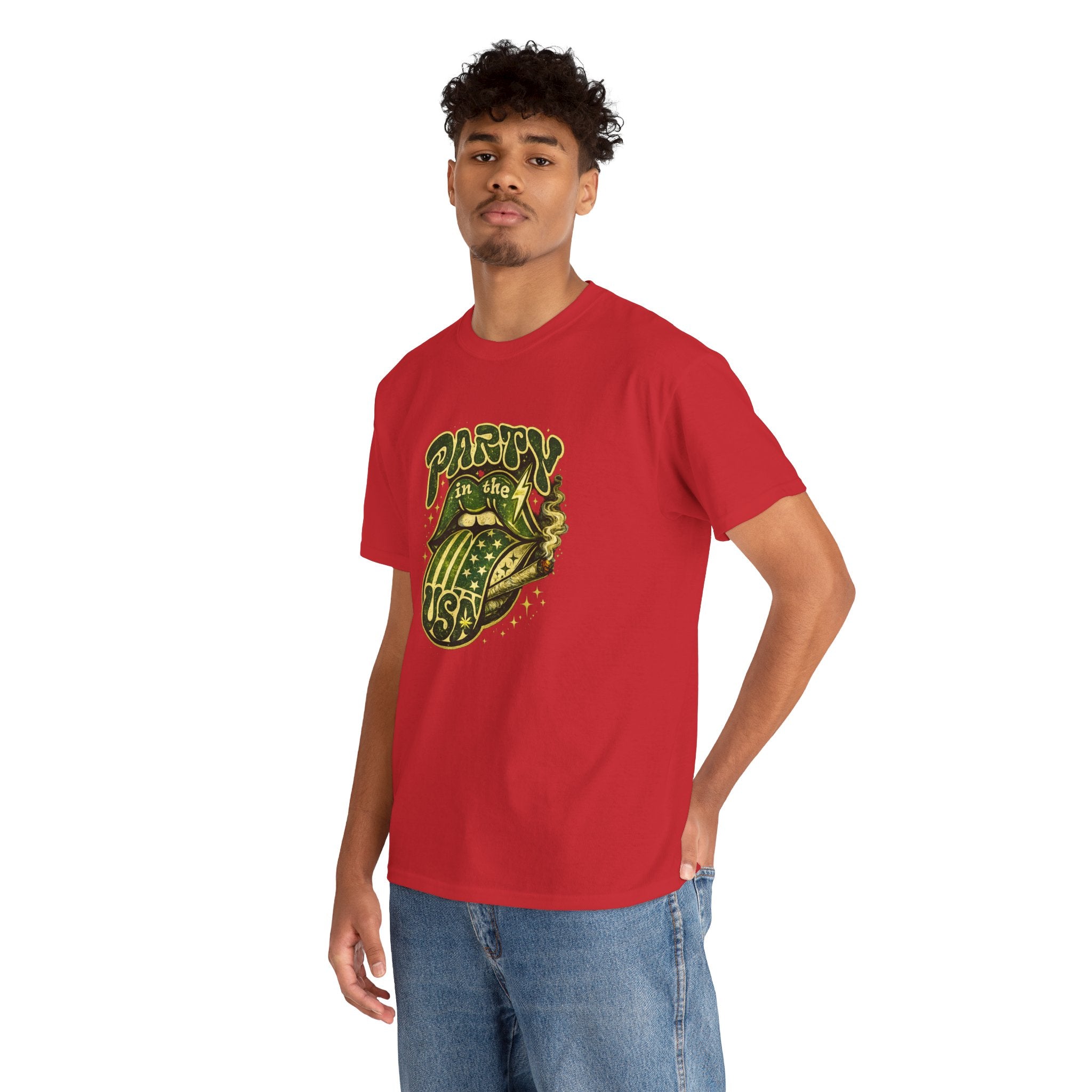 Party in the USA Graphic T-Shirt – Retro Rolling Tongue Design