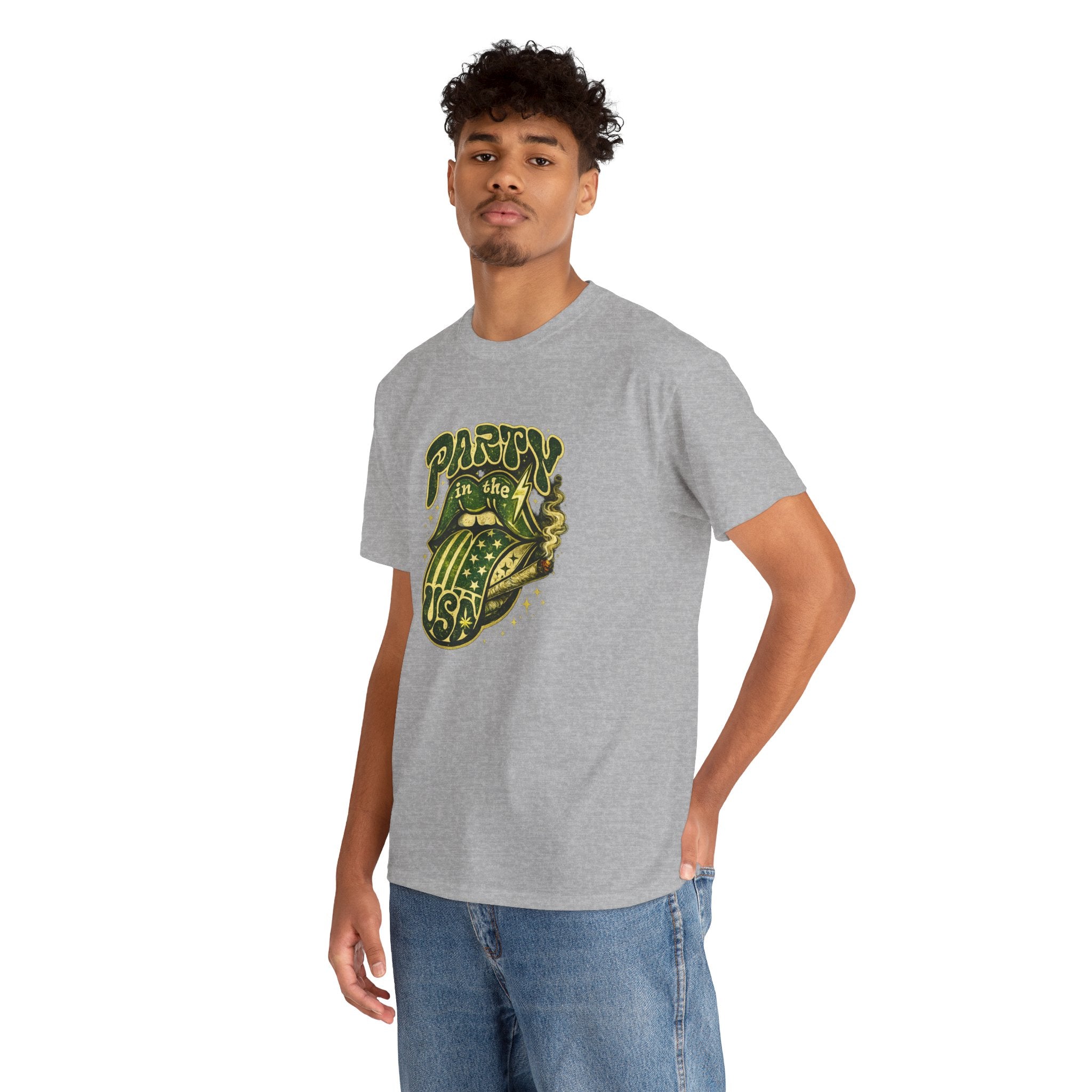 Party in the USA Graphic T-Shirt – Retro Rolling Tongue Design