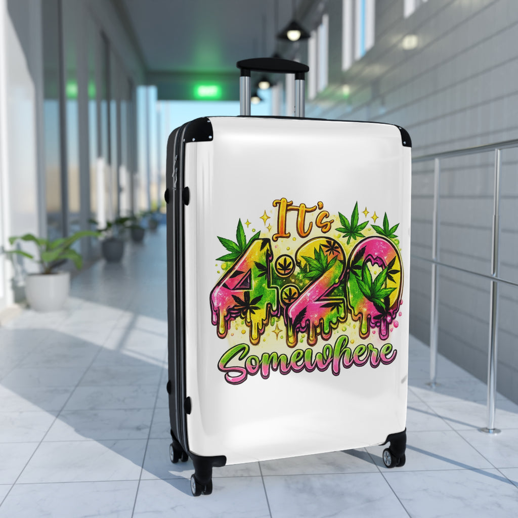 Suitcase — "It's 420 Somewhere" Travel Carry-On with Colorful Cannabis Design