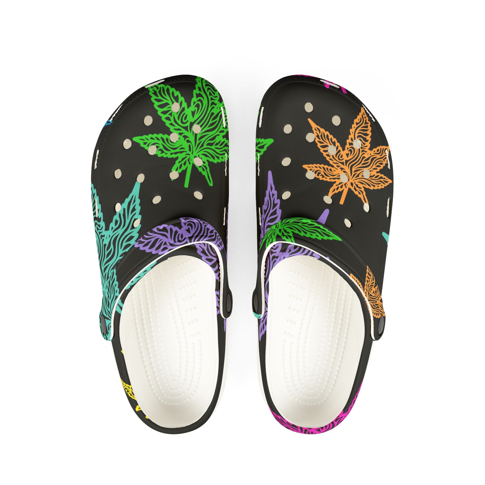 Leaf Print Foam Clogs – Colorful Cannabis Pattern EVA Shoes