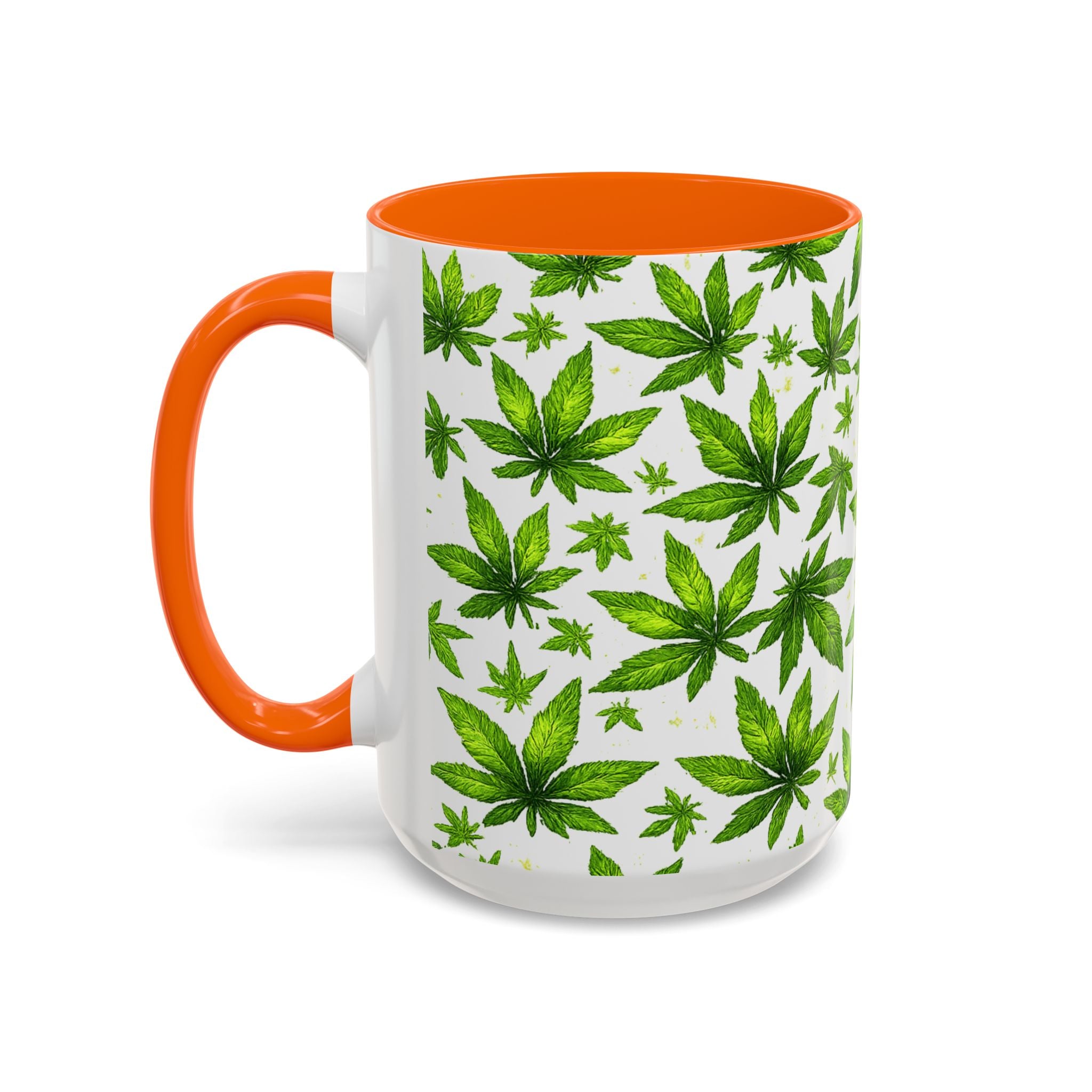 Cannabis Leaf Pattern Accent Coffee Mug – 11/15oz Ceramic