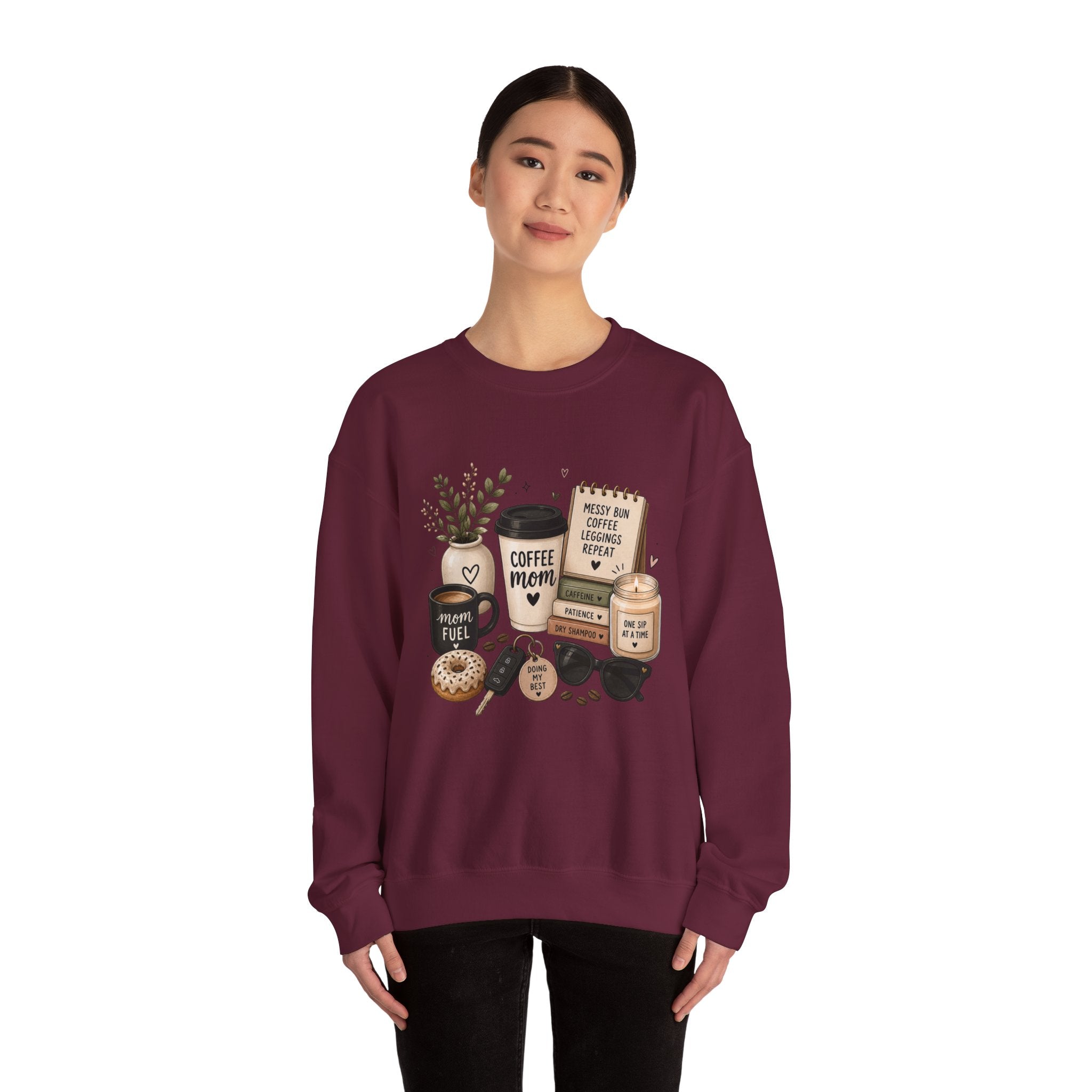 Coffee Mom Crewneck Sweatshirt — Cozy Morning Coffee Lover Graphic
