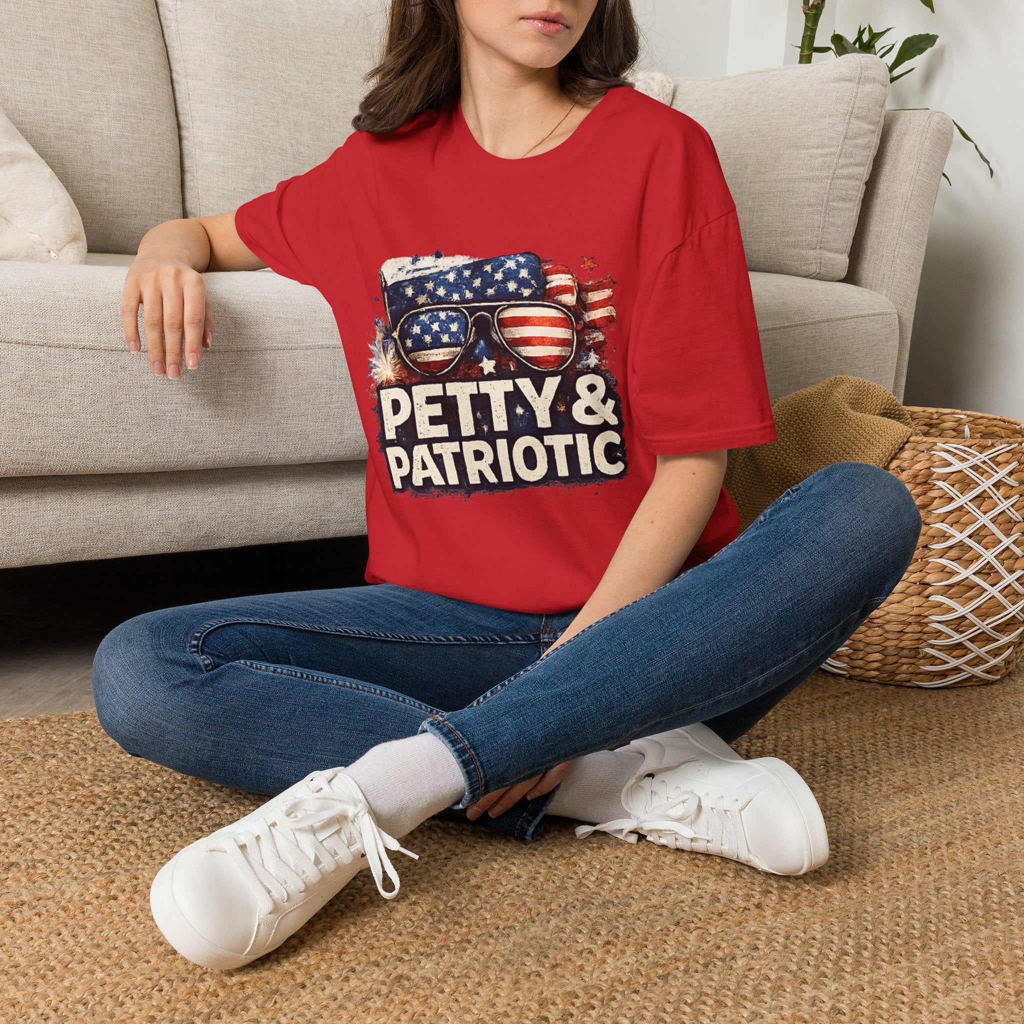 Petty & Patriotic T-Shirt — Funny American Flag Sunglasses Tee