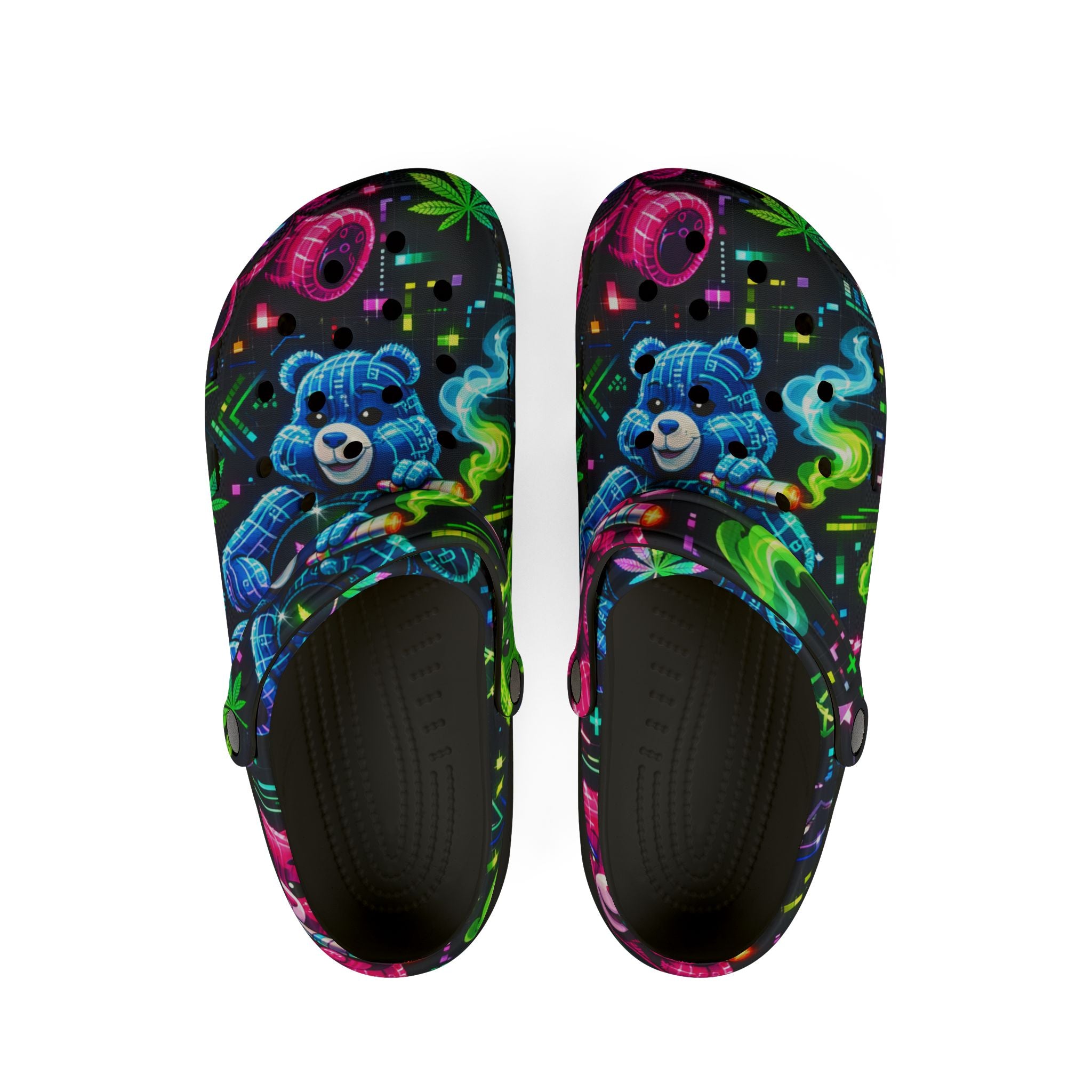 Neon Floral Bear Clogs – Colorful EVA Foam Garden Shoes