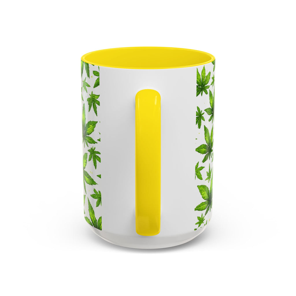Cannabis Leaf Pattern Accent Coffee Mug – 11/15oz Ceramic