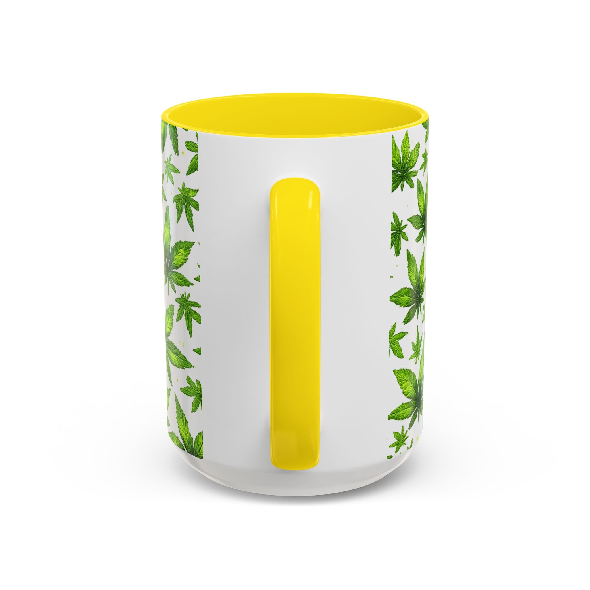 Cannabis Leaf Pattern Accent Coffee Mug – 11/15oz Ceramic