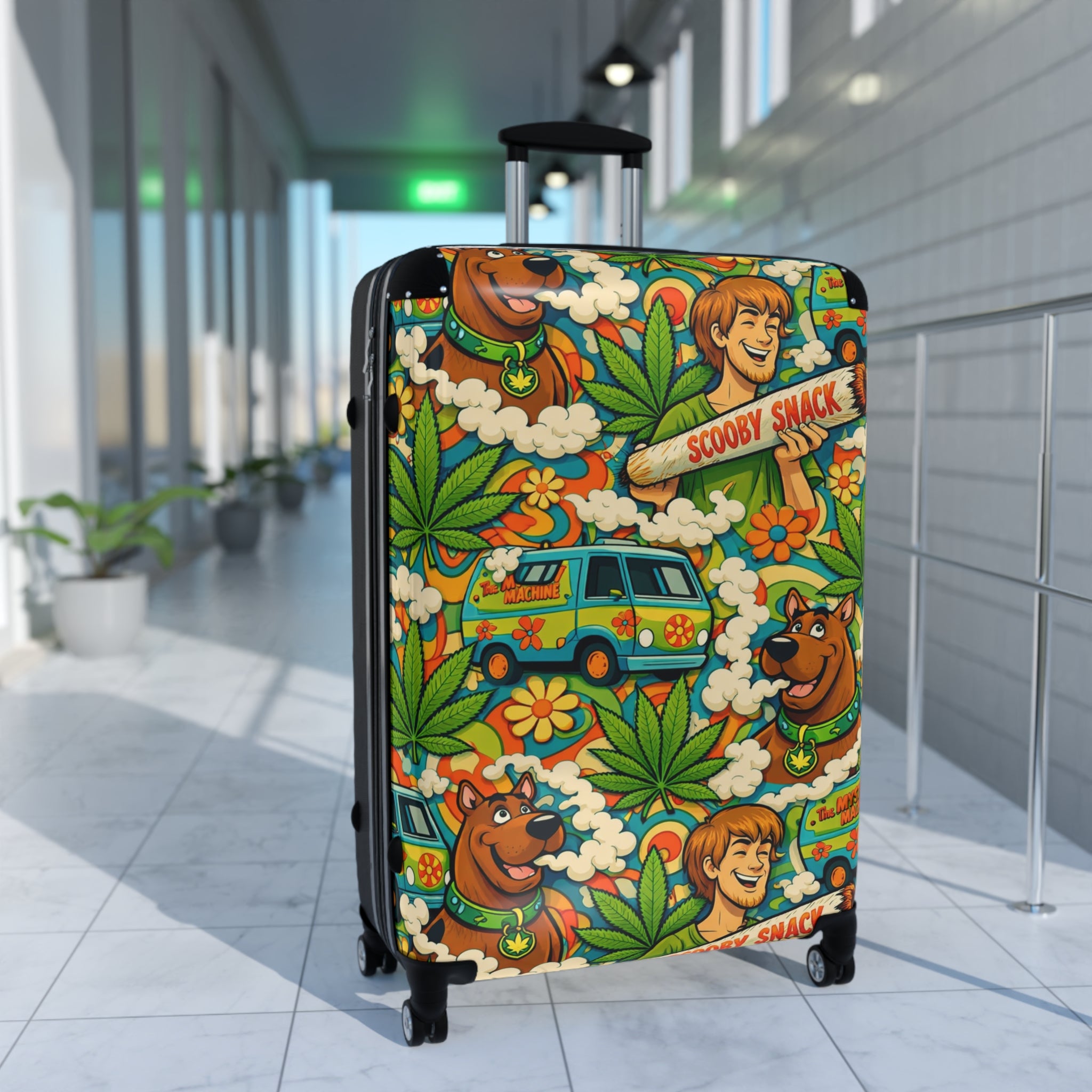 Scooby-Doo Pattern Suitcase – Retro Mystery Machine & Characters Travel Luggage