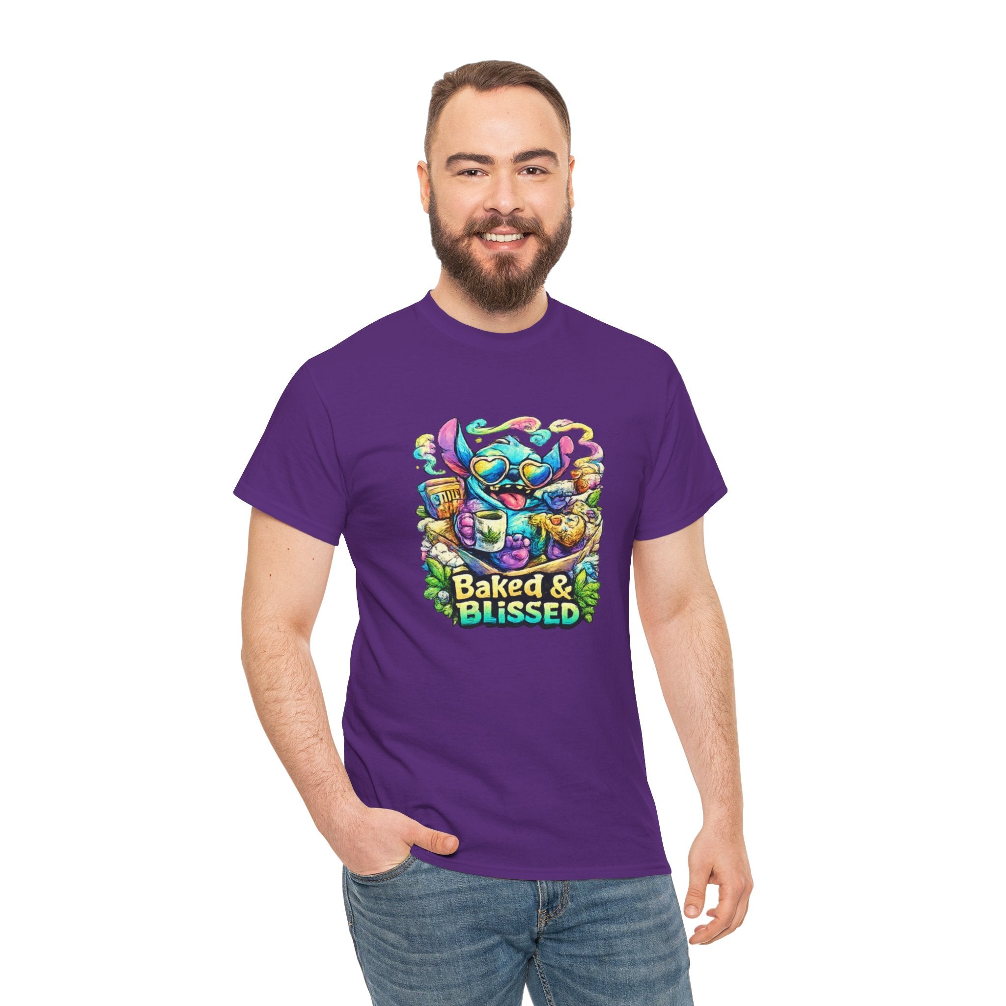 T-Shirt — Colorful 'Baked & Blissed' Cartoon Dessert Graphic Tee