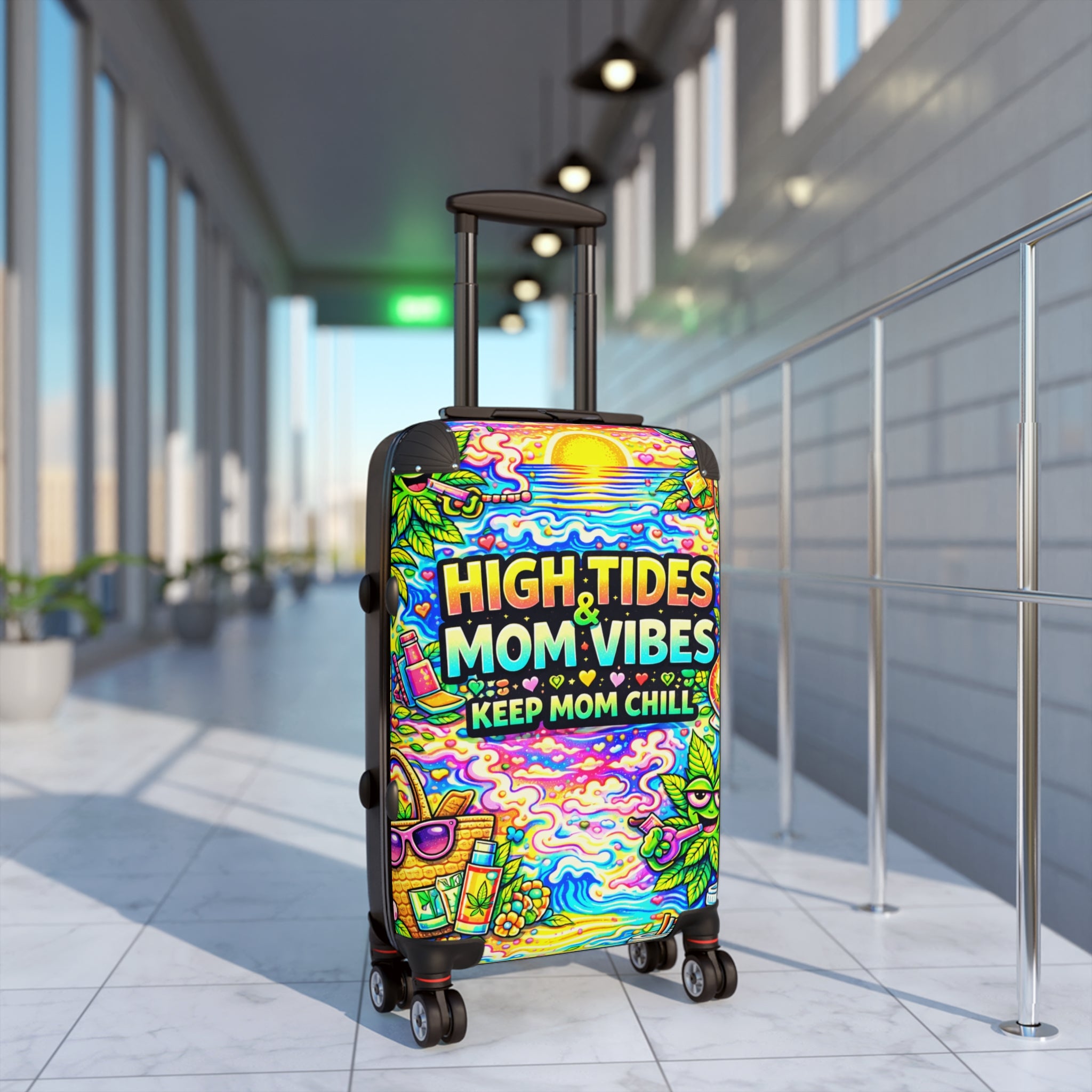 High Tides Mom Vibes Carry-On Suitcase — Keep Mom Chill Beach Travel Luggage