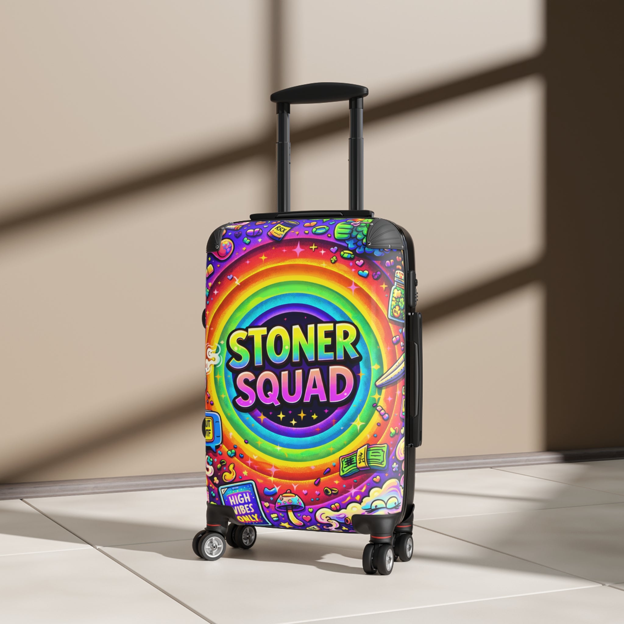 Stoner Squad Carry-On Suitcase – Colorful Psychedelic Travel Luggage