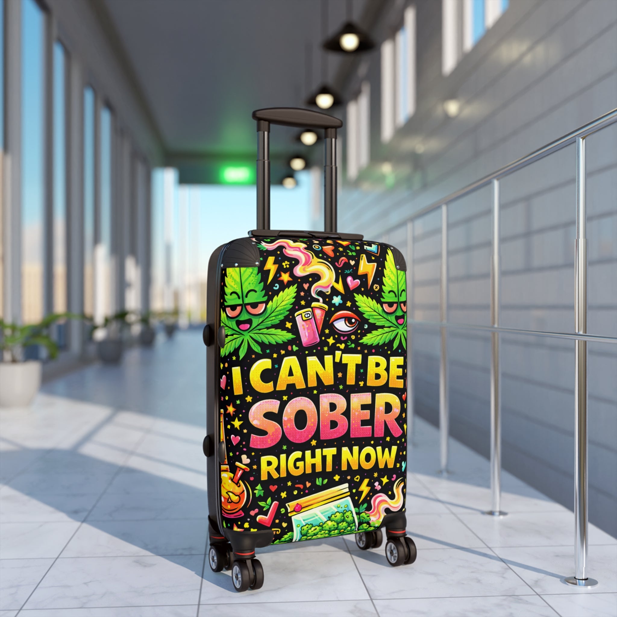 I Can't Be Sober Right Now Carry-On Suitcase – Funny Cannabis Travel Luggage