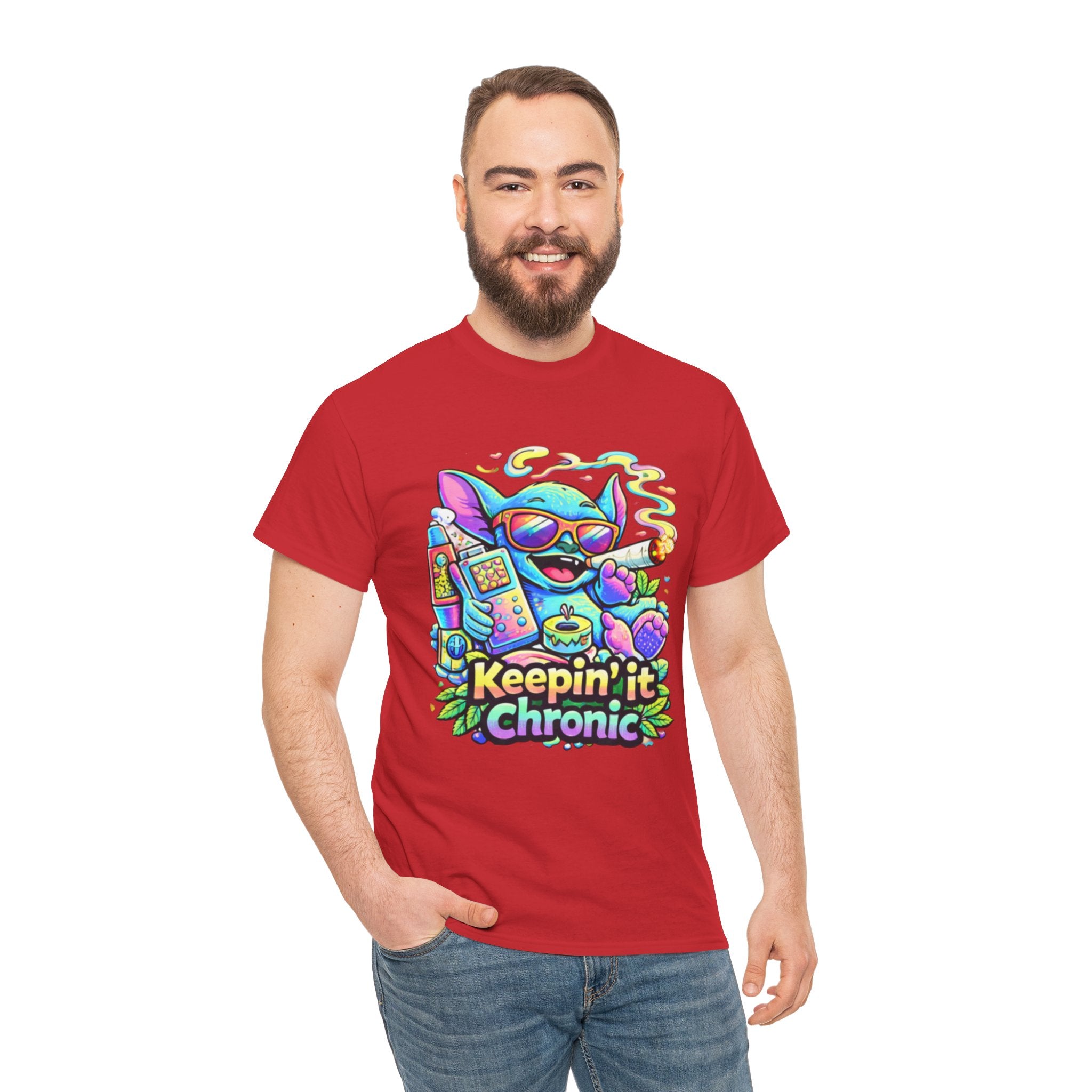 Keepin' It Chronic T-Shirt — Colorful Stoner Cat Graphic Tee