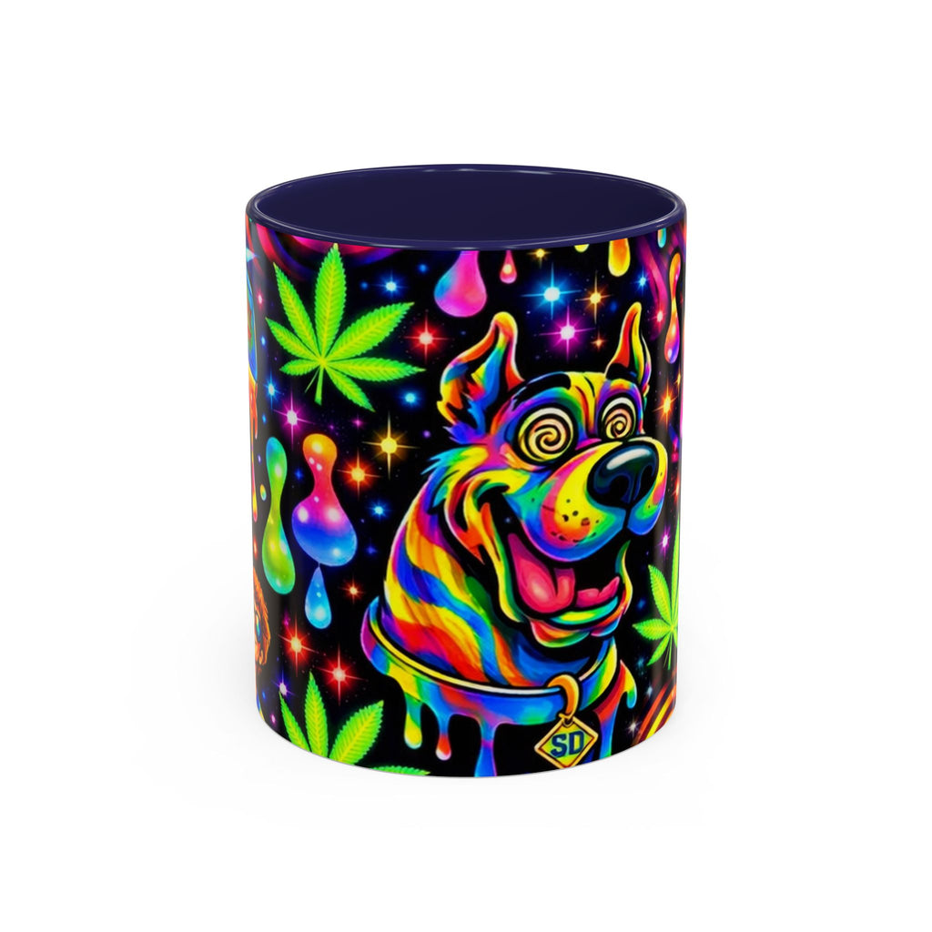 Psychedelic Dog Coffee Mug — Neon Trippy Marijuana Art 11/15oz Accent Mug