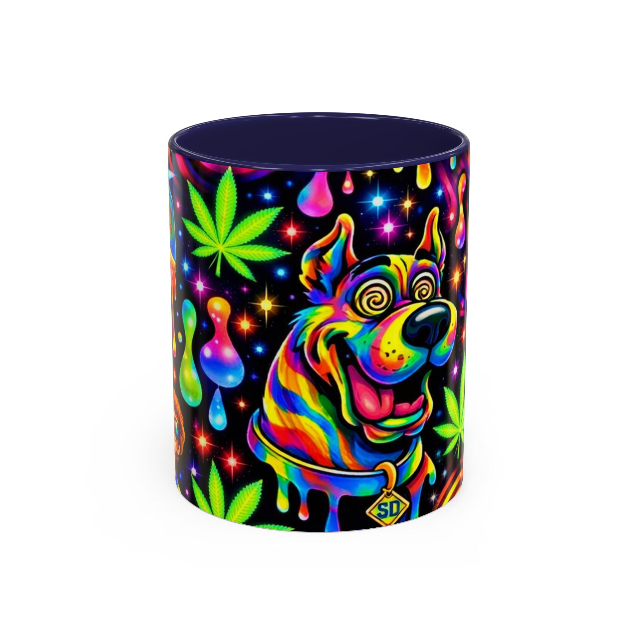 Psychedelic Dog Coffee Mug — Neon Trippy Marijuana Art 11/15oz Accent Mug
