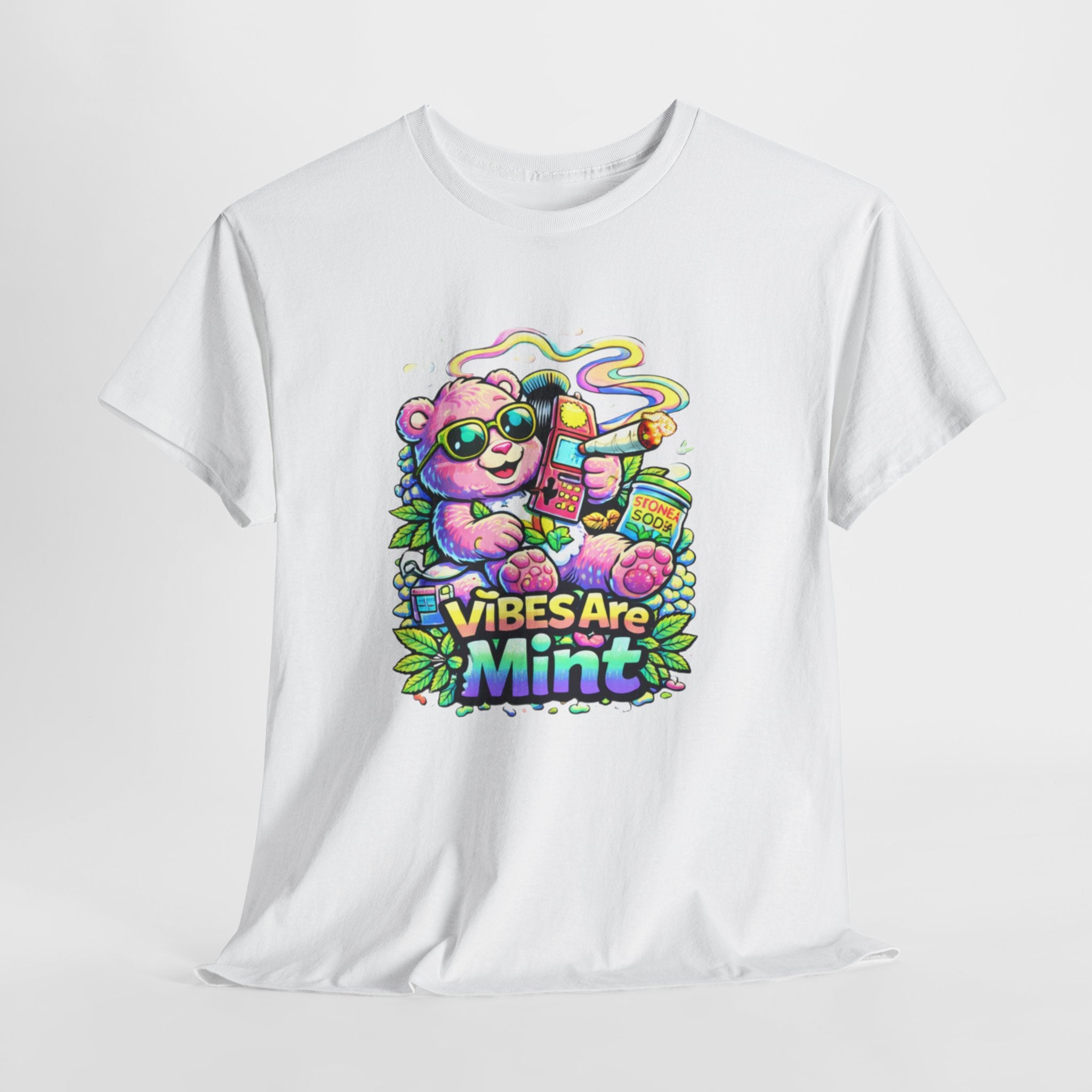 Mint Vibes Bear Tee — Cute Retro Cartoon Graphic T-Shirt