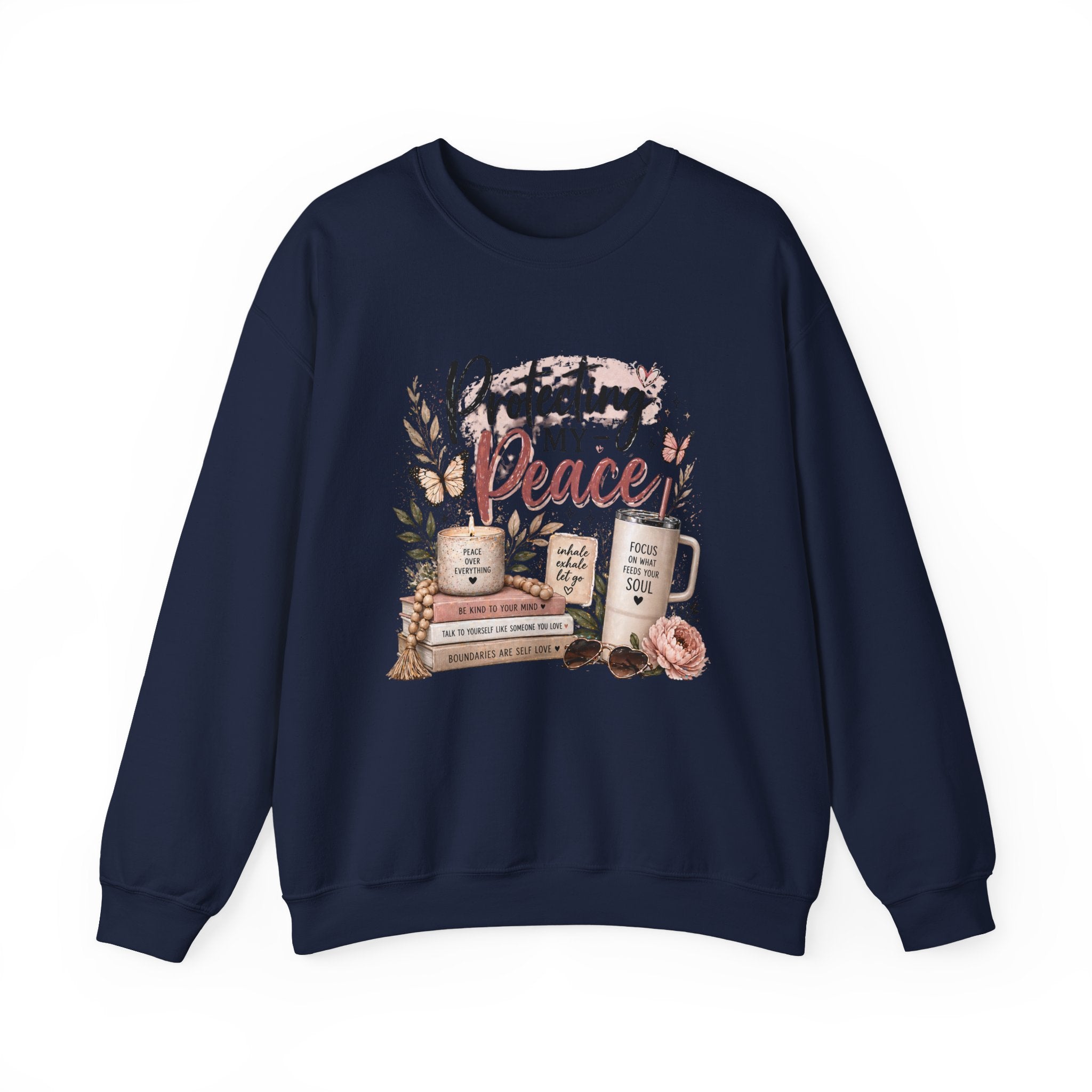 Crewneck Sweatshirt – "Protecting My Peace" Cozy Floral Graphic