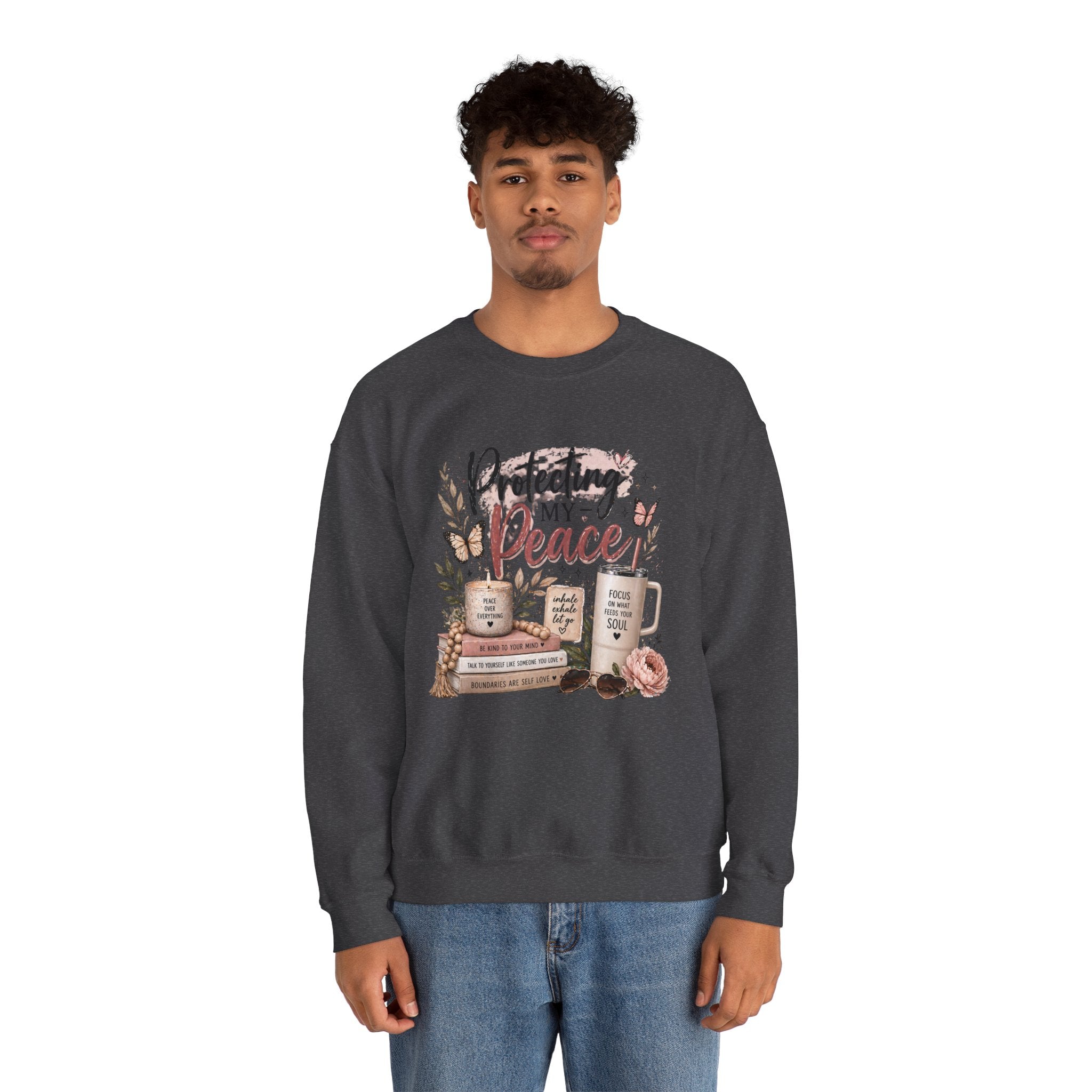 Crewneck Sweatshirt – "Protecting My Peace" Cozy Floral Graphic