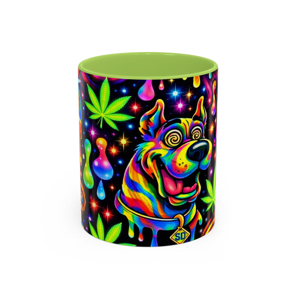 Psychedelic Dog Coffee Mug — Neon Trippy Marijuana Art 11/15oz Accent Mug