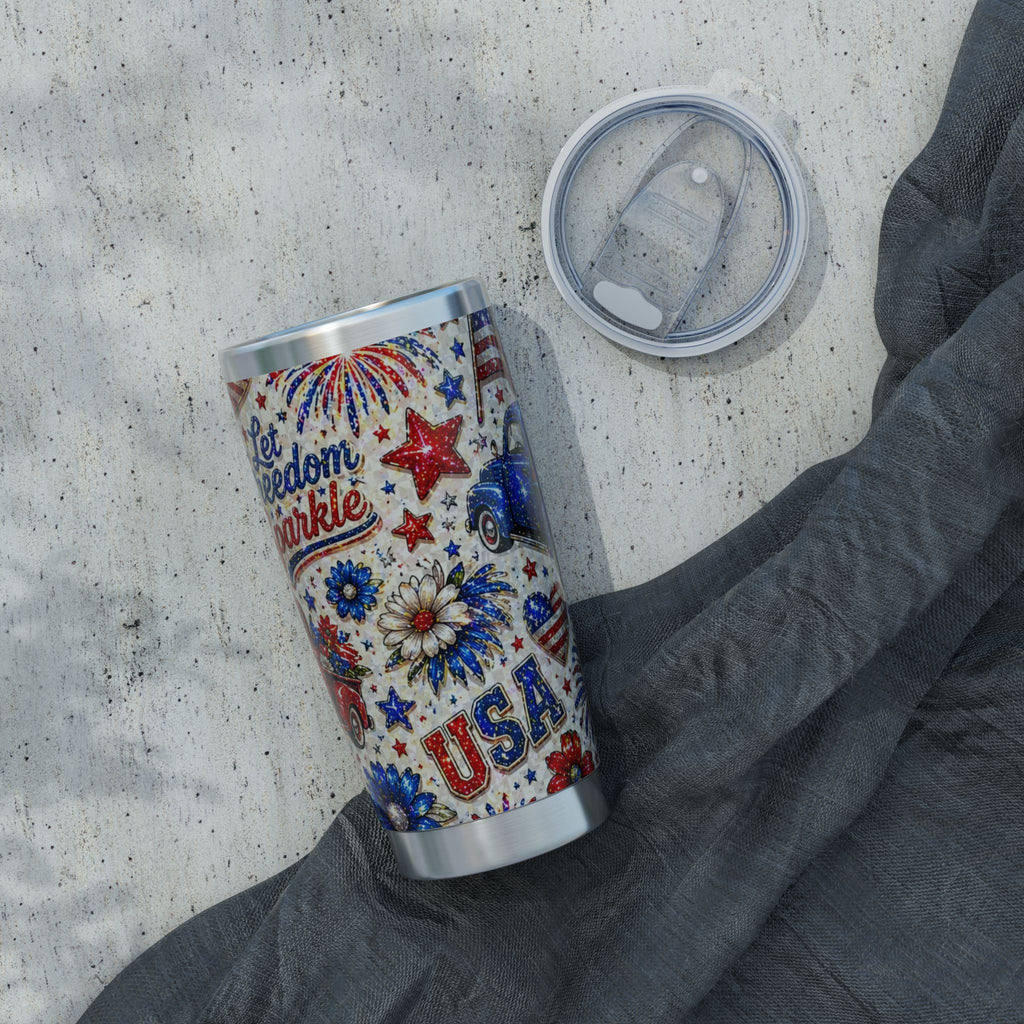 Let Freedom Sparkle 20oz Tumbler — Patriotic USA Travel Mug