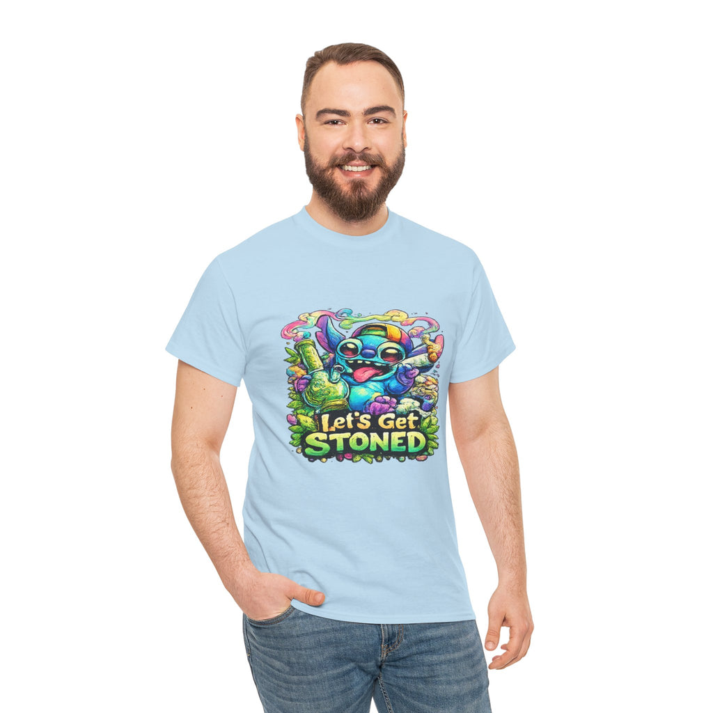 Let's Get Stoned T-Shirt — Colorful Trippy Alien Cannabis Tee
