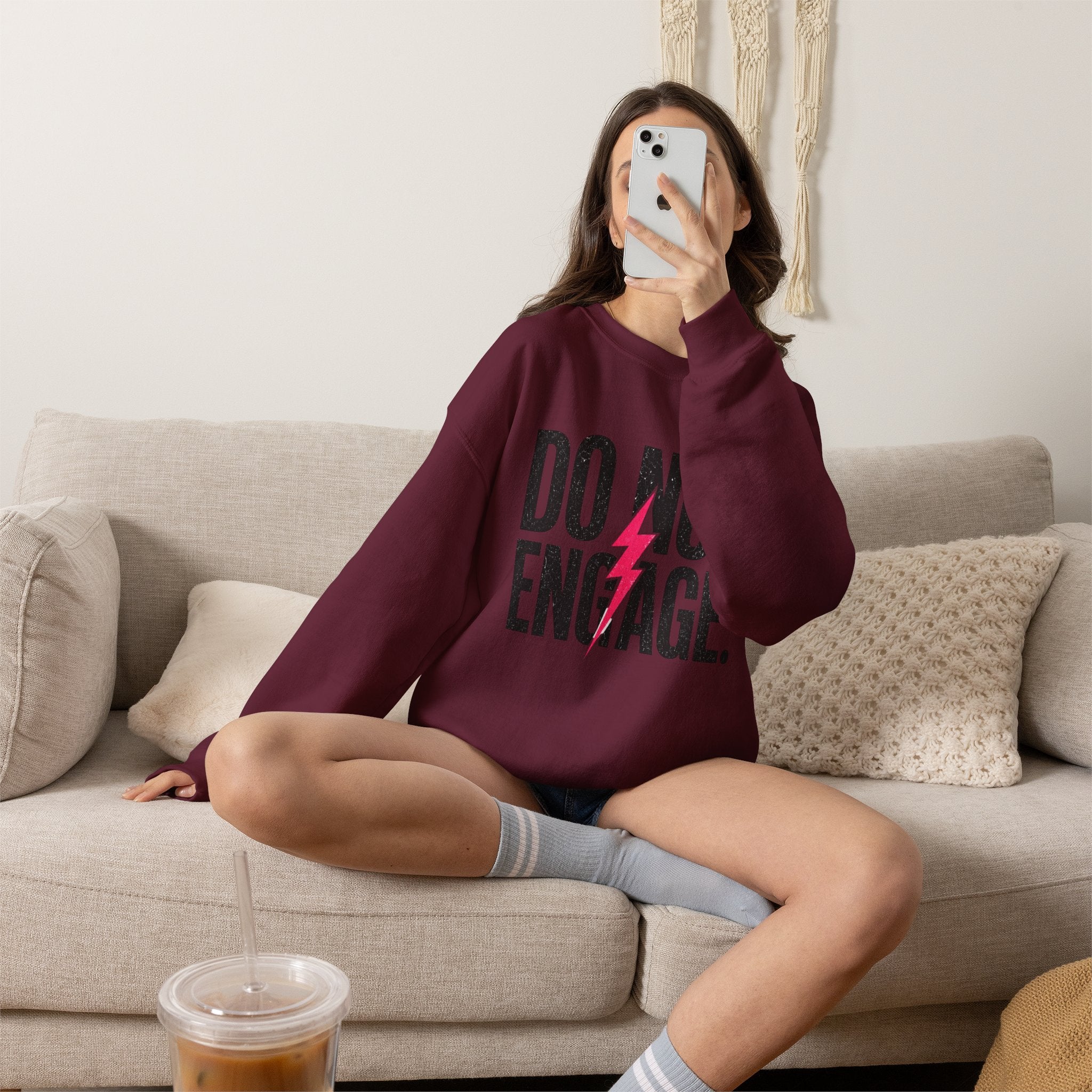 Do Not Engage Crewneck Sweatshirt – Bold Lightning Graphic Streetwear