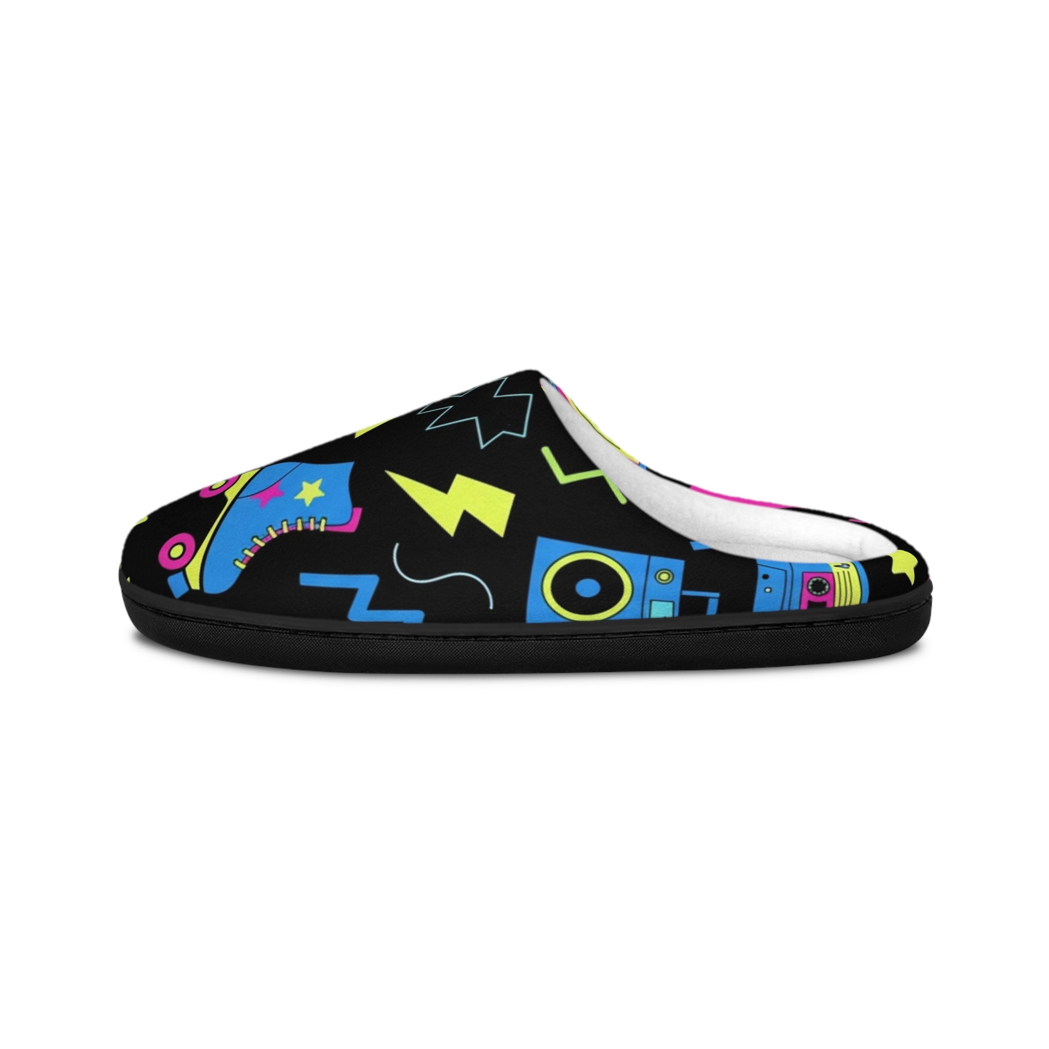 Neon 80s Retro Pattern Indoor Slippers