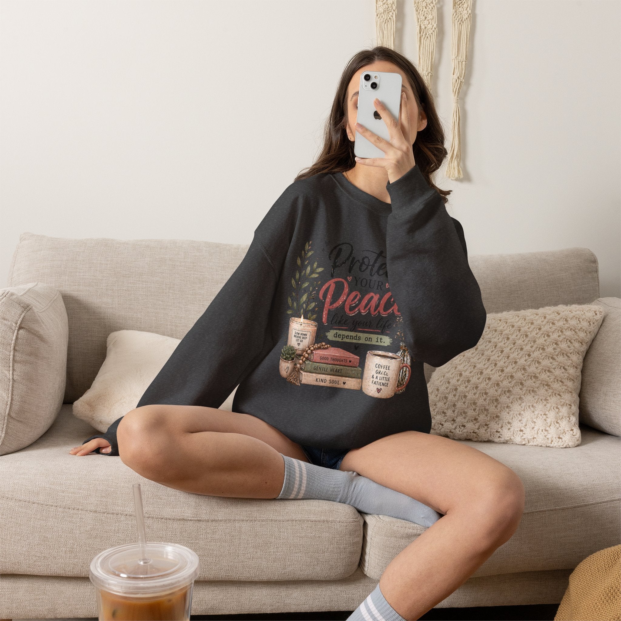 Protect Your Peace Crewneck Sweatshirt – Cozy Inspirational Quote Design