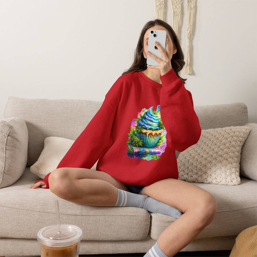 Cupcake Fantasy Sweatshirt – Colorful Psychedelic Bakery Art Crewneck